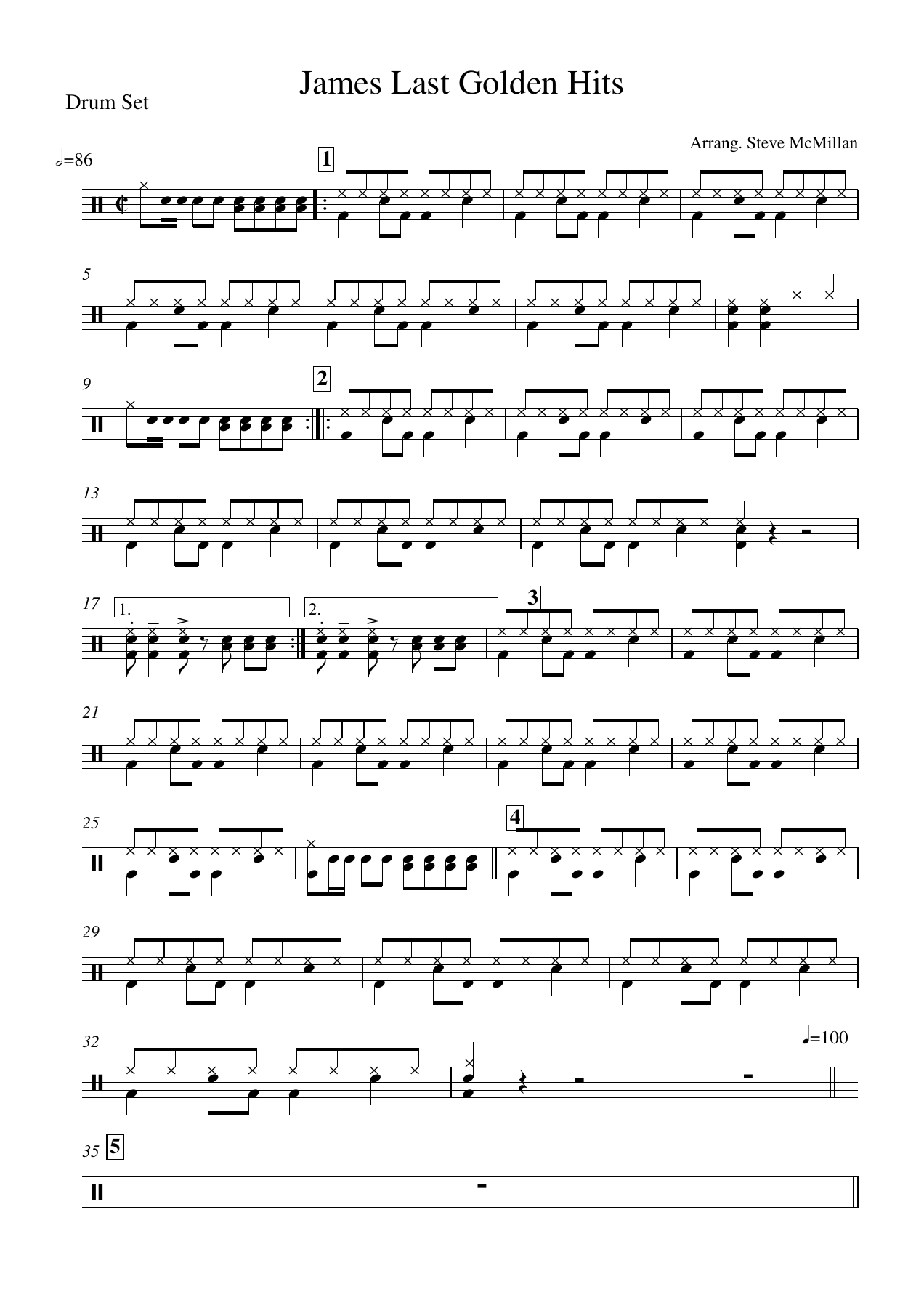 James Last Golden Hits Drum Set — sheet music cover (first page)