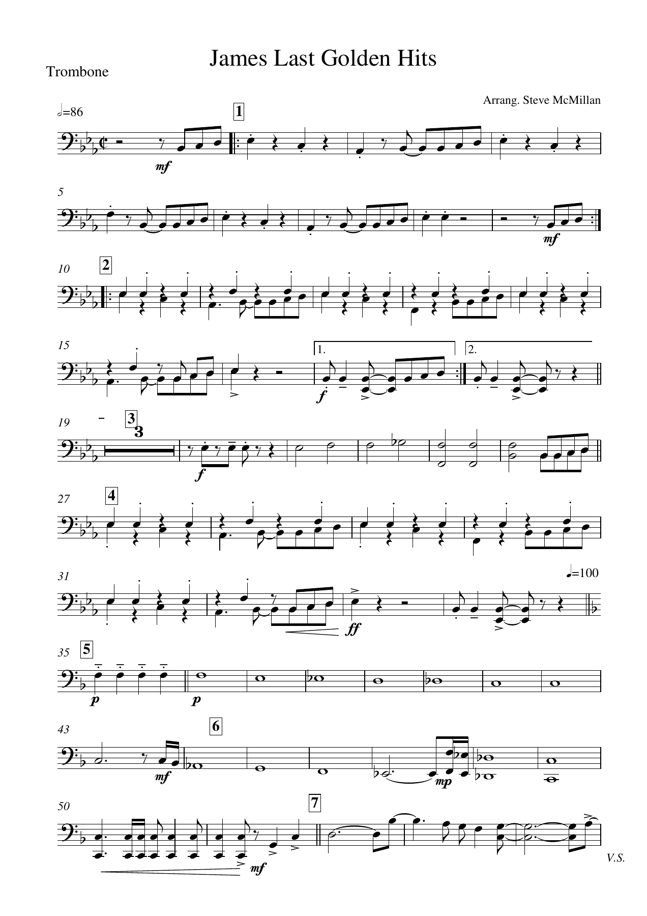 James Last Golden Hits Trombone — sheet music cover (first page)