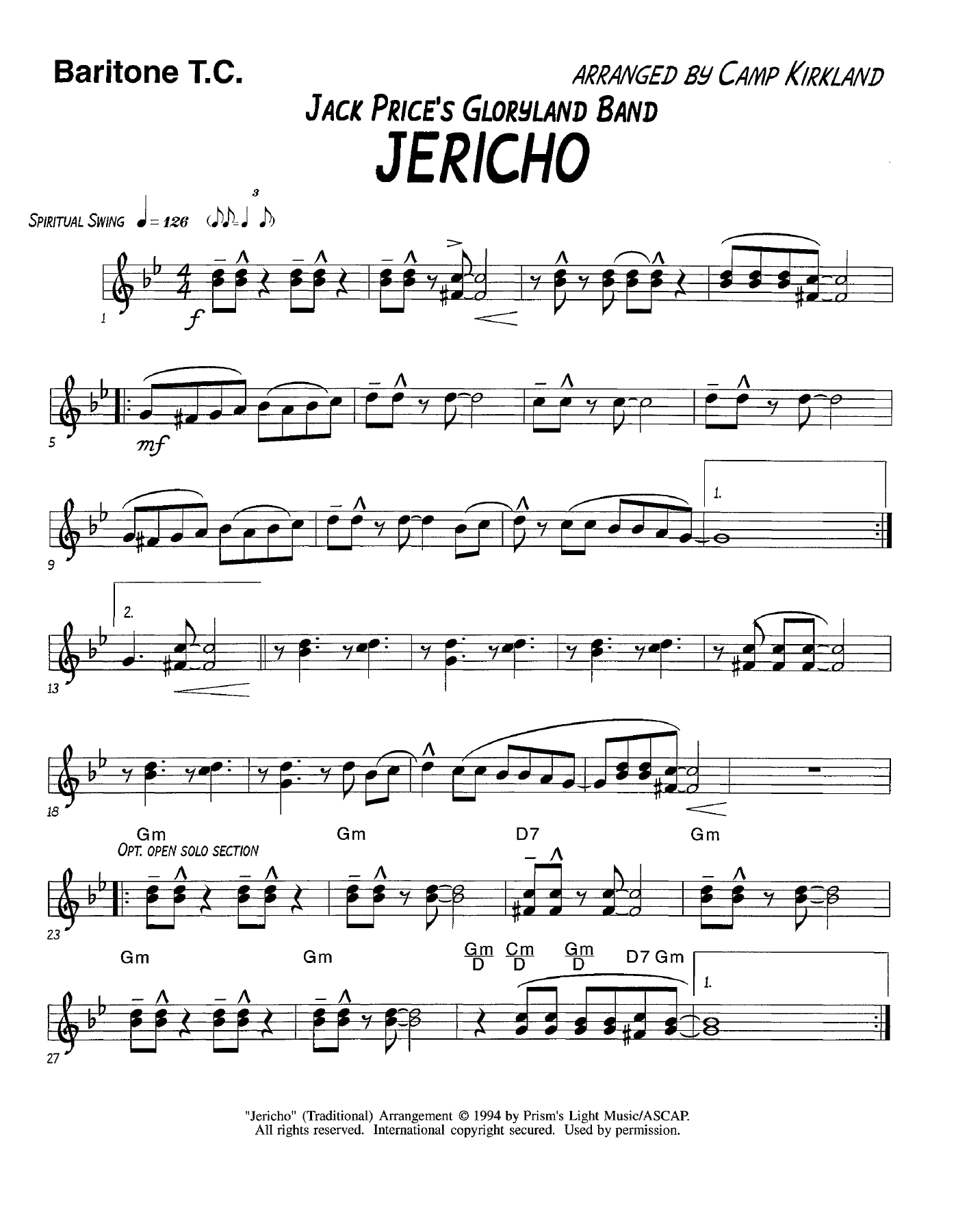 Jericho-Baritone TC — sheet music preview