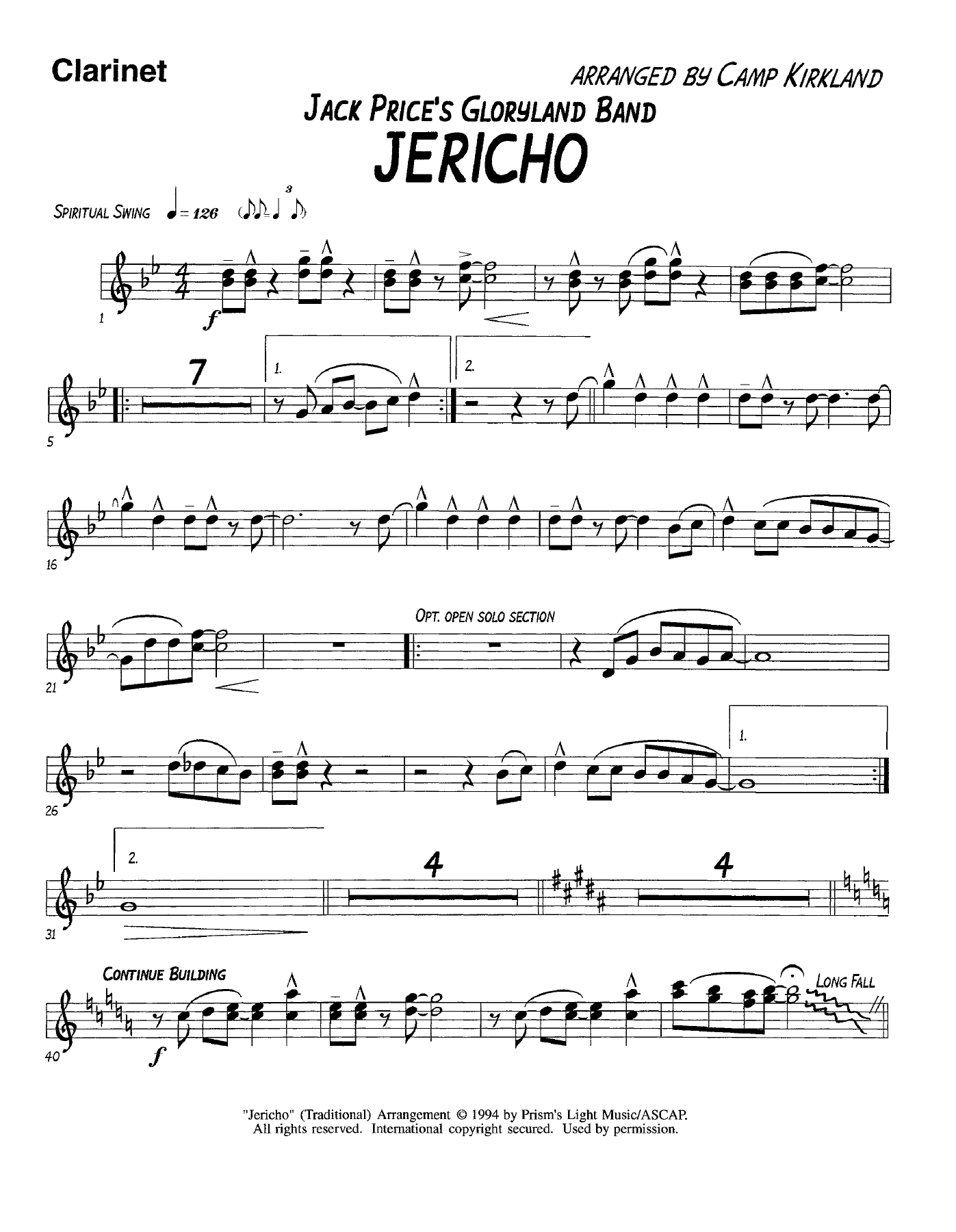 Jericho-CL — sheet music cover (first page)