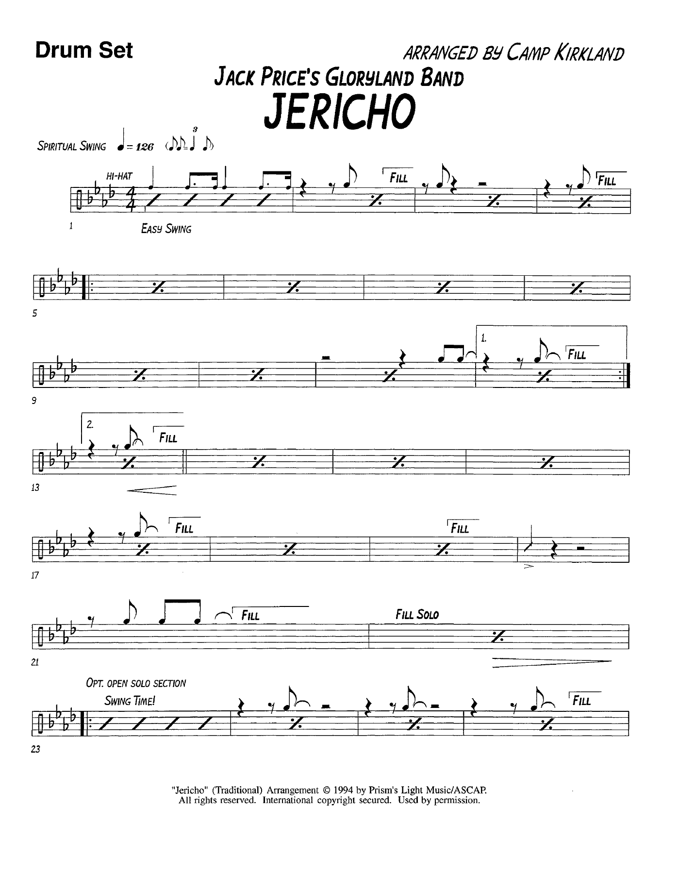 Jericho-Drum Set — sheet music cover (first page)