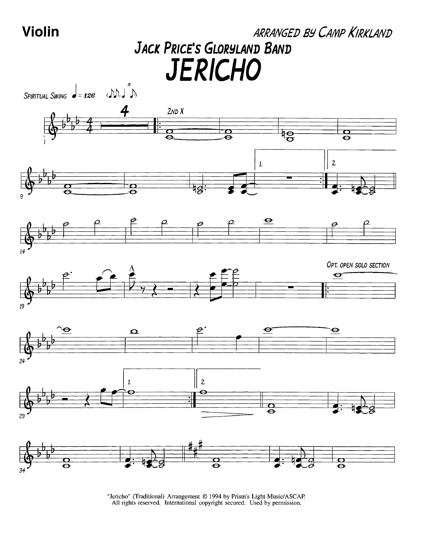 Jericho-Violin — sheet music preview