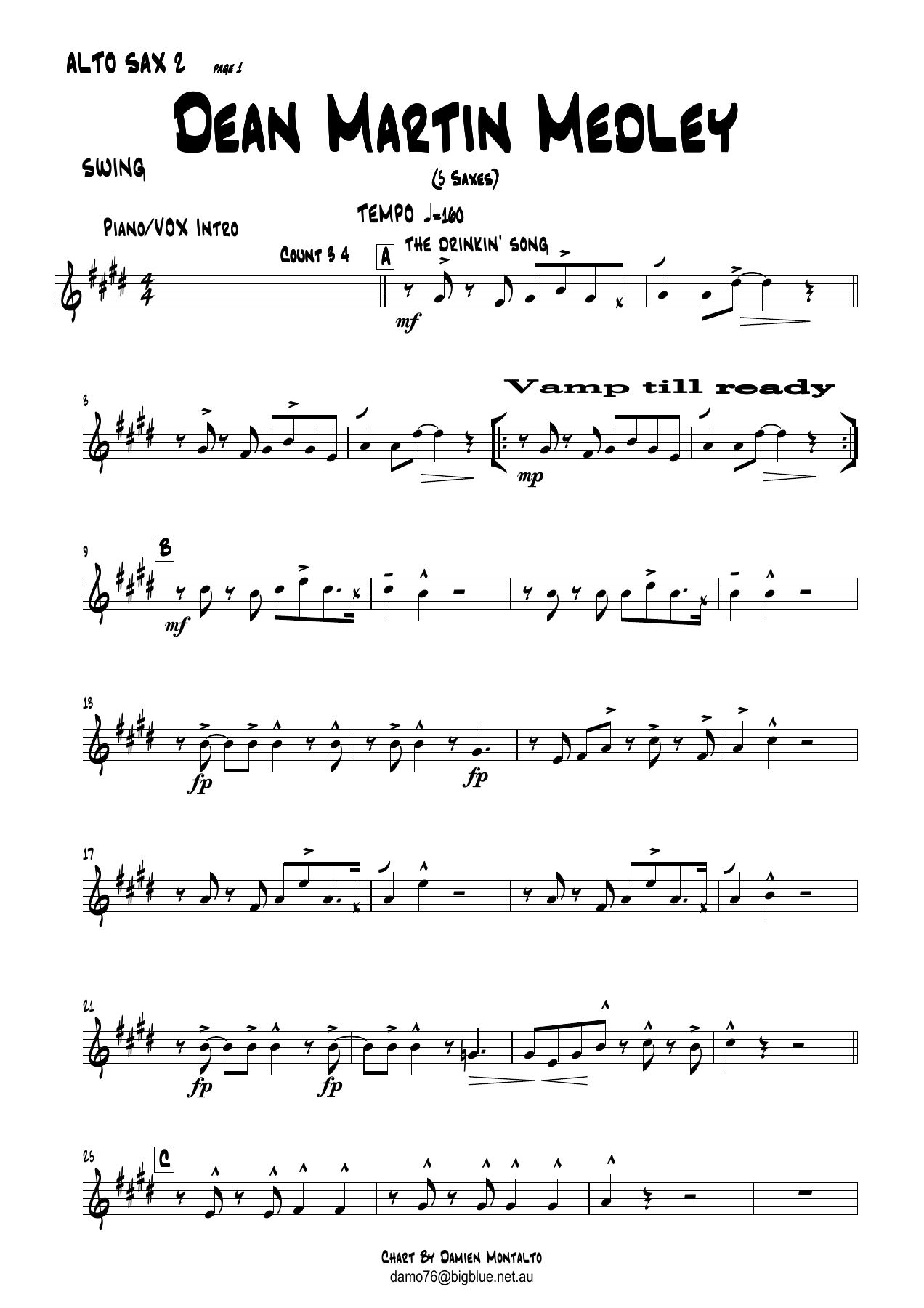DeanMartinMedleyALTOSAX2 — sheet music cover (first page)