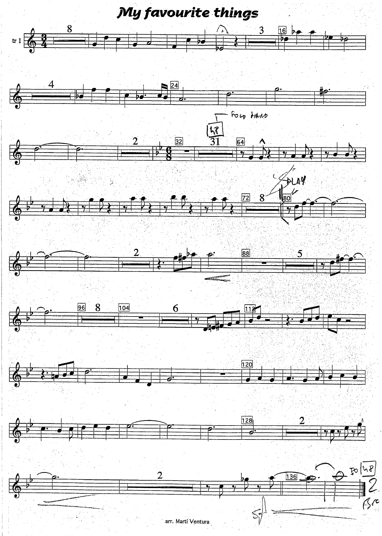 my favourite things TROMPETA — sheet music cover (first page)