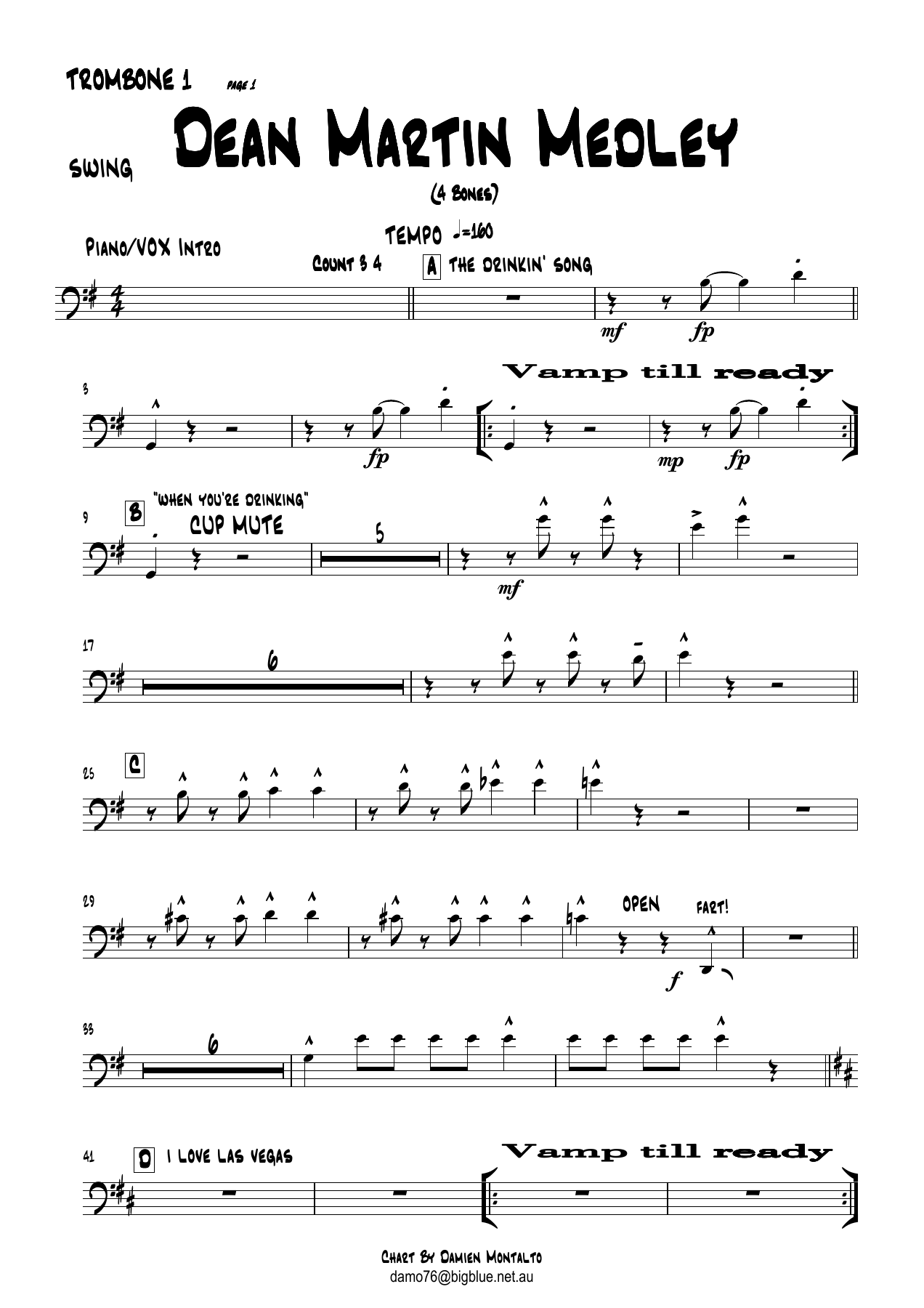 DeanMartinMedleyTROMBONE1 — sheet music cover (first page)