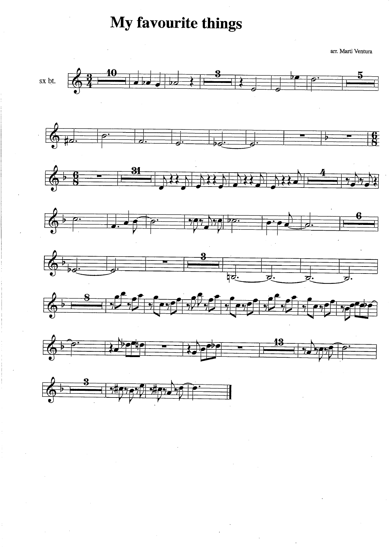 my favourite things BARITON — sheet music cover (first page)