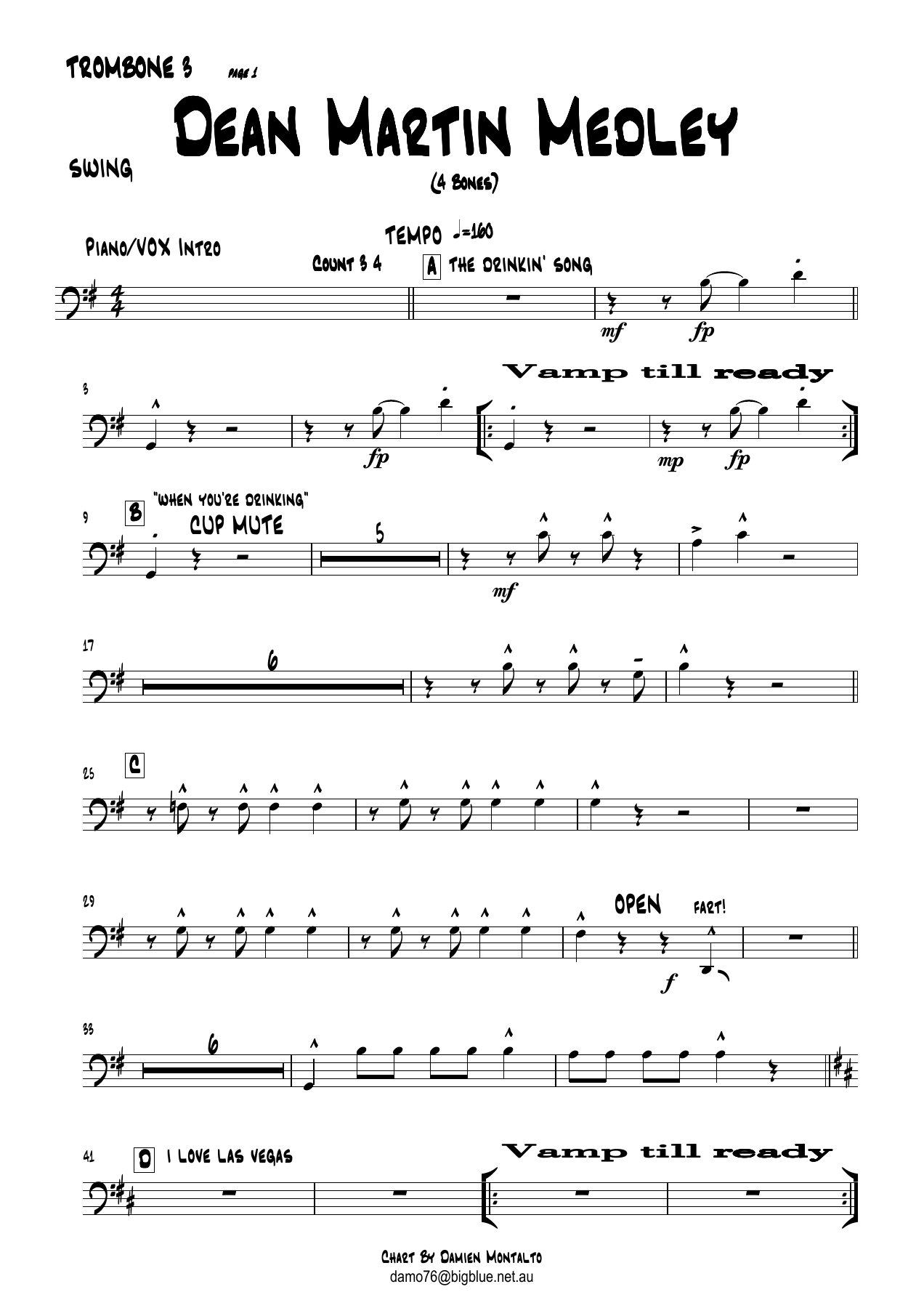 DeanMartinMedleyTROMBONE3 — sheet music cover (first page)