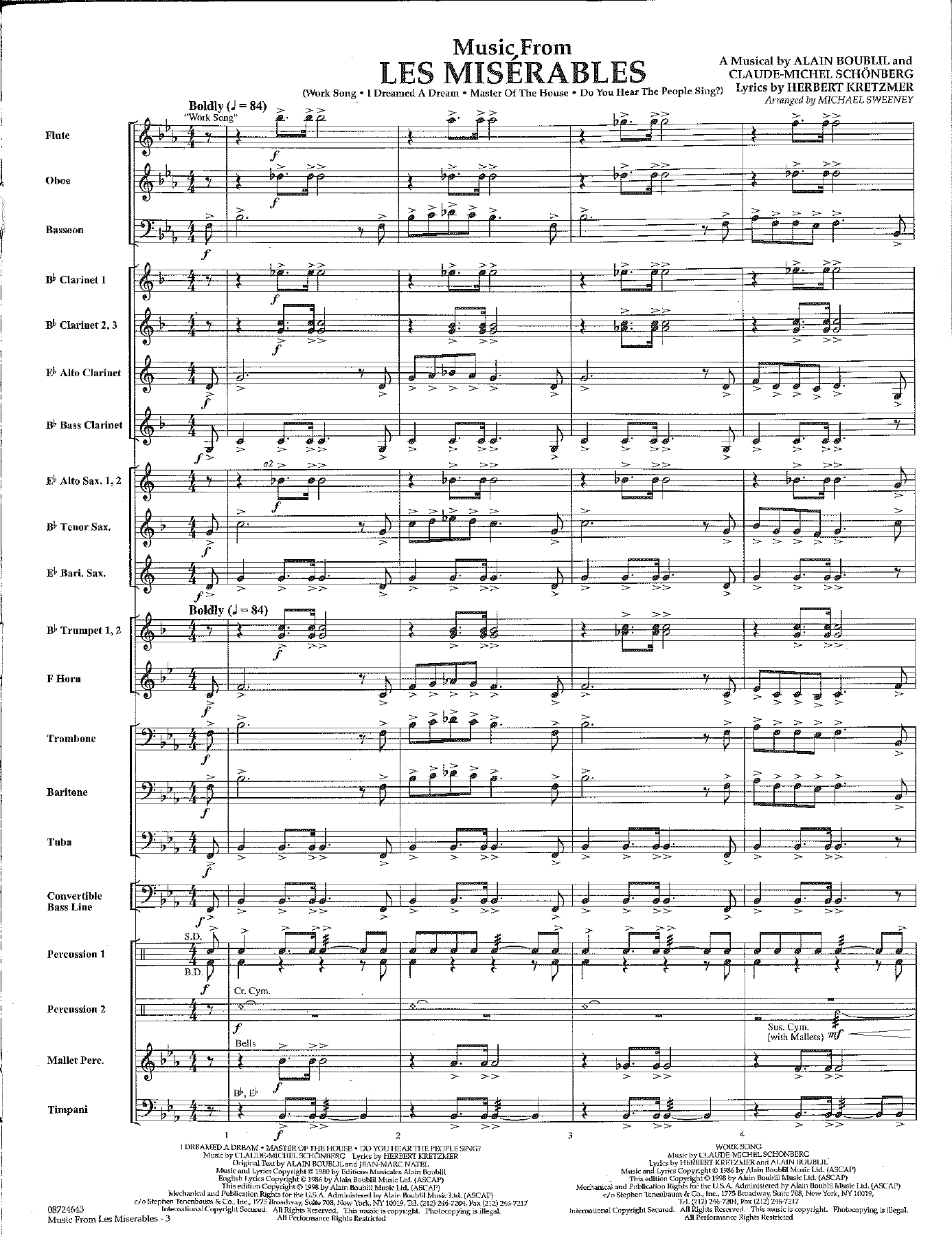 Les Miserables, Music From — sheet music cover (first page)