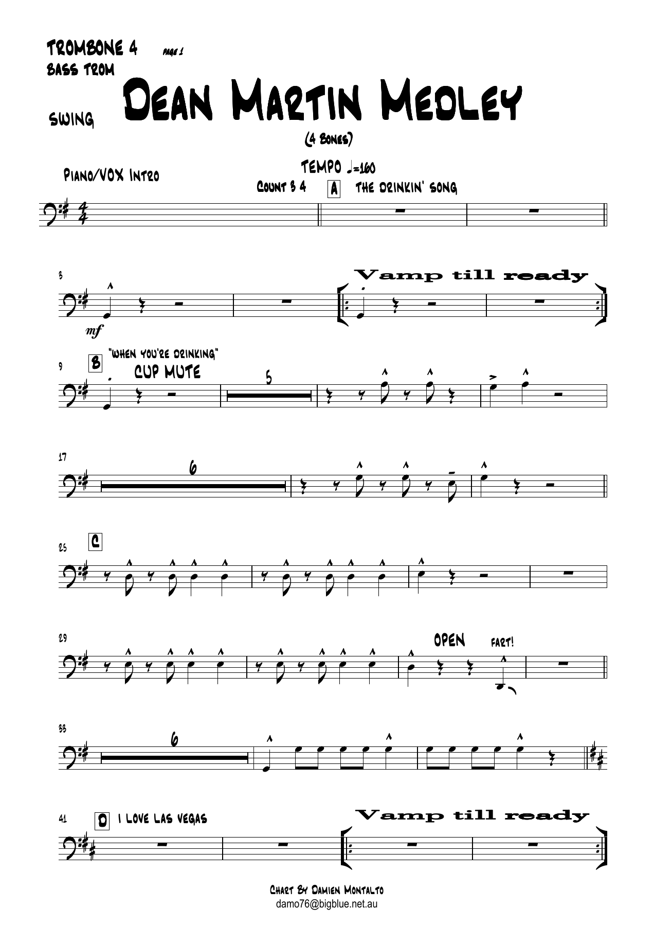 DeanMartinMedleyTROMBONE4bass — sheet music cover (first page)