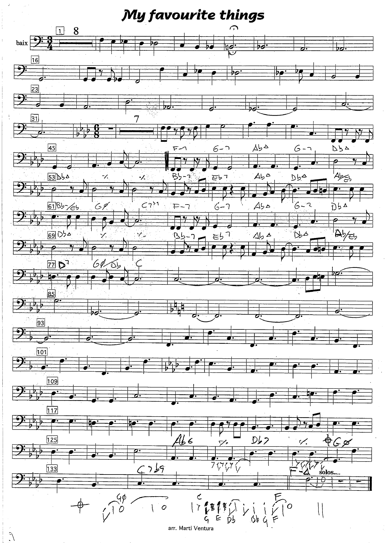 my favourite things BAIX — sheet music cover (first page)