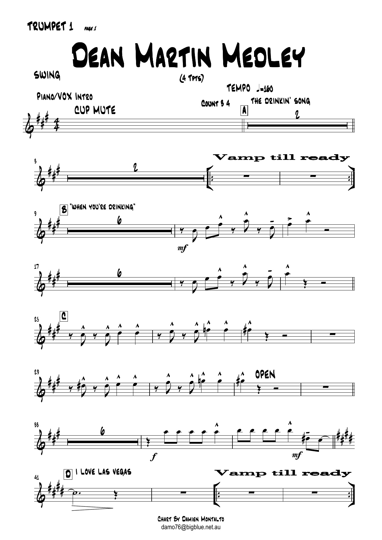 DeanMartinMedleyTRUMPET1 — sheet music cover (first page)