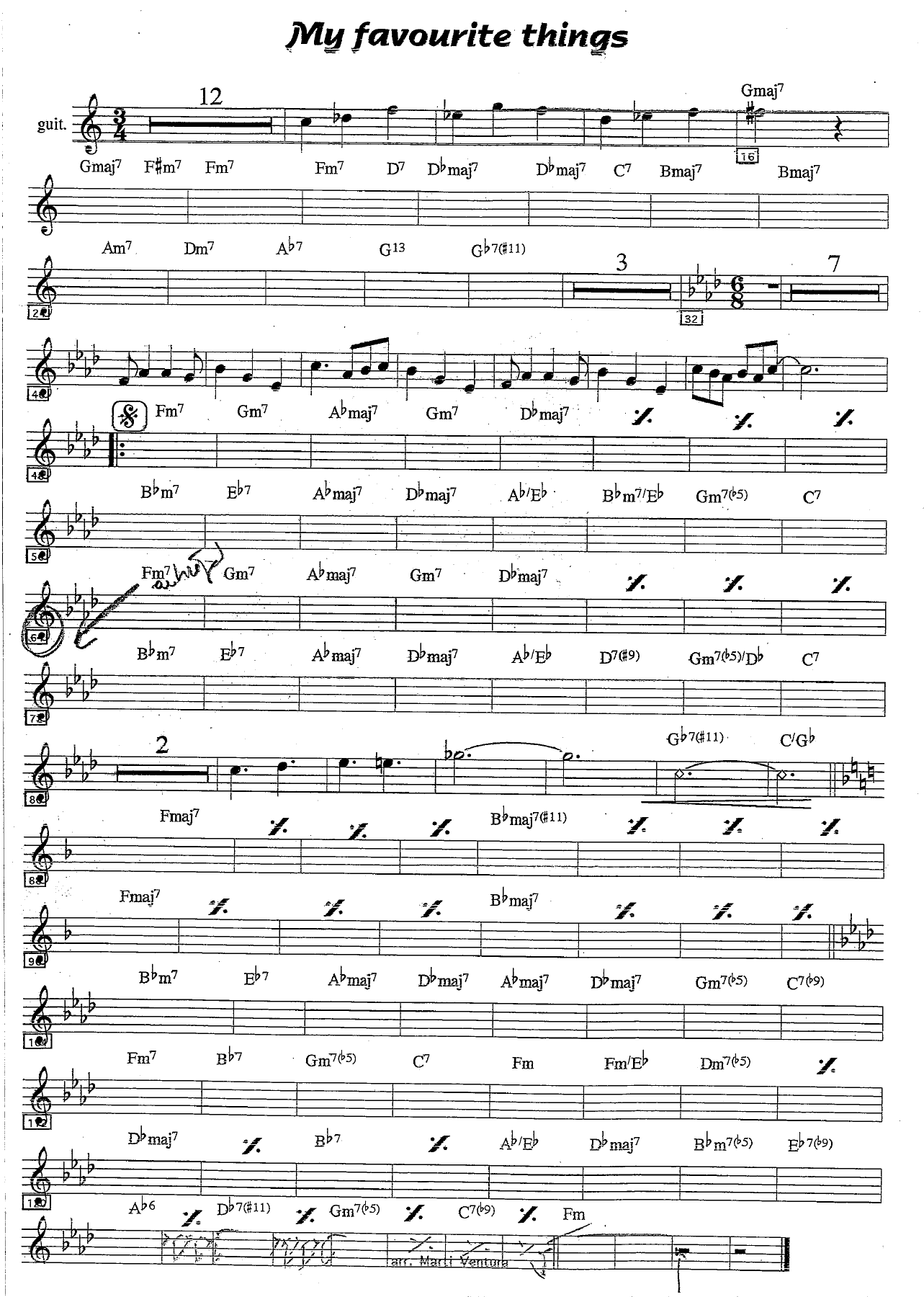 my favourite things GUITARRA — ビッグバンド・ボーカル sheet music by Marli Ventura | Musical Theatre