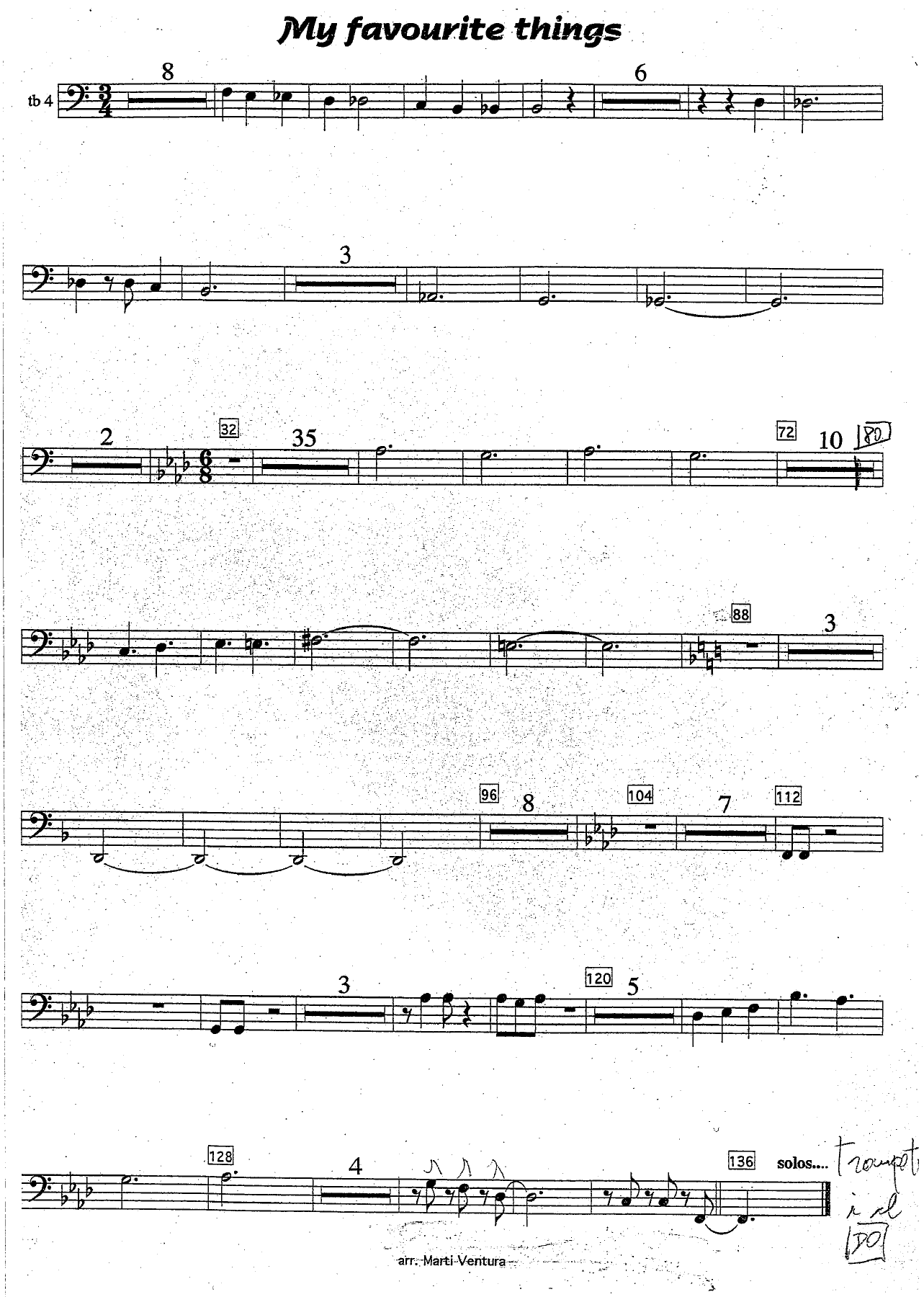 my favourite things BONE — sheet music cover (first page)