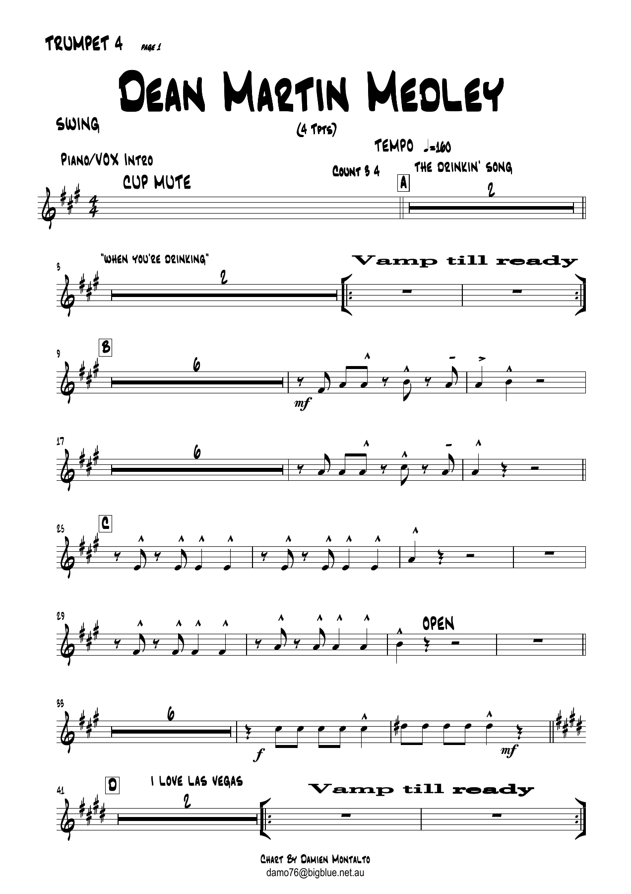 DeanMartinMedleyTRUMPET4 — sheet music cover (first page)