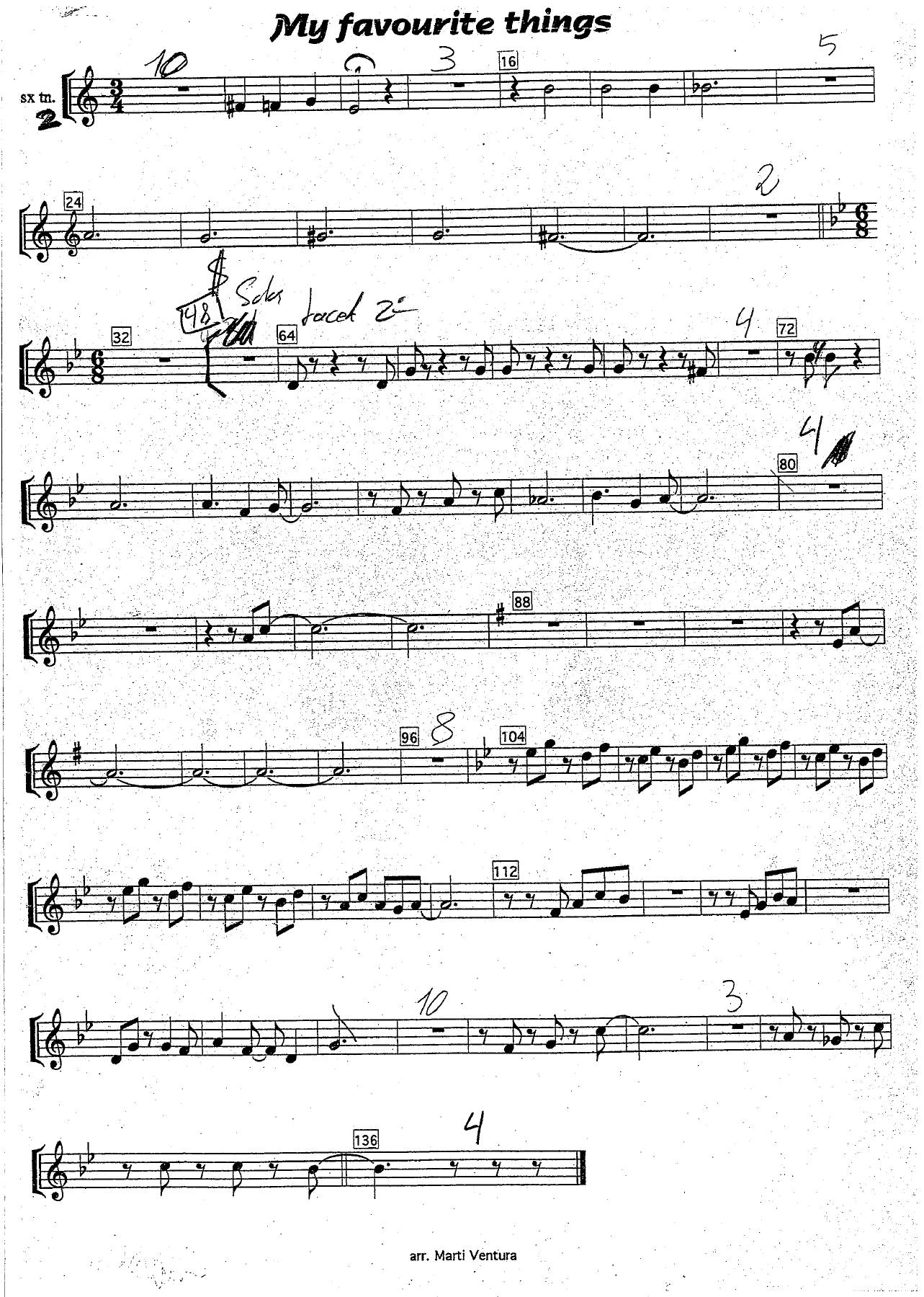 my favourite things TENOR — sheet music cover (first page)
