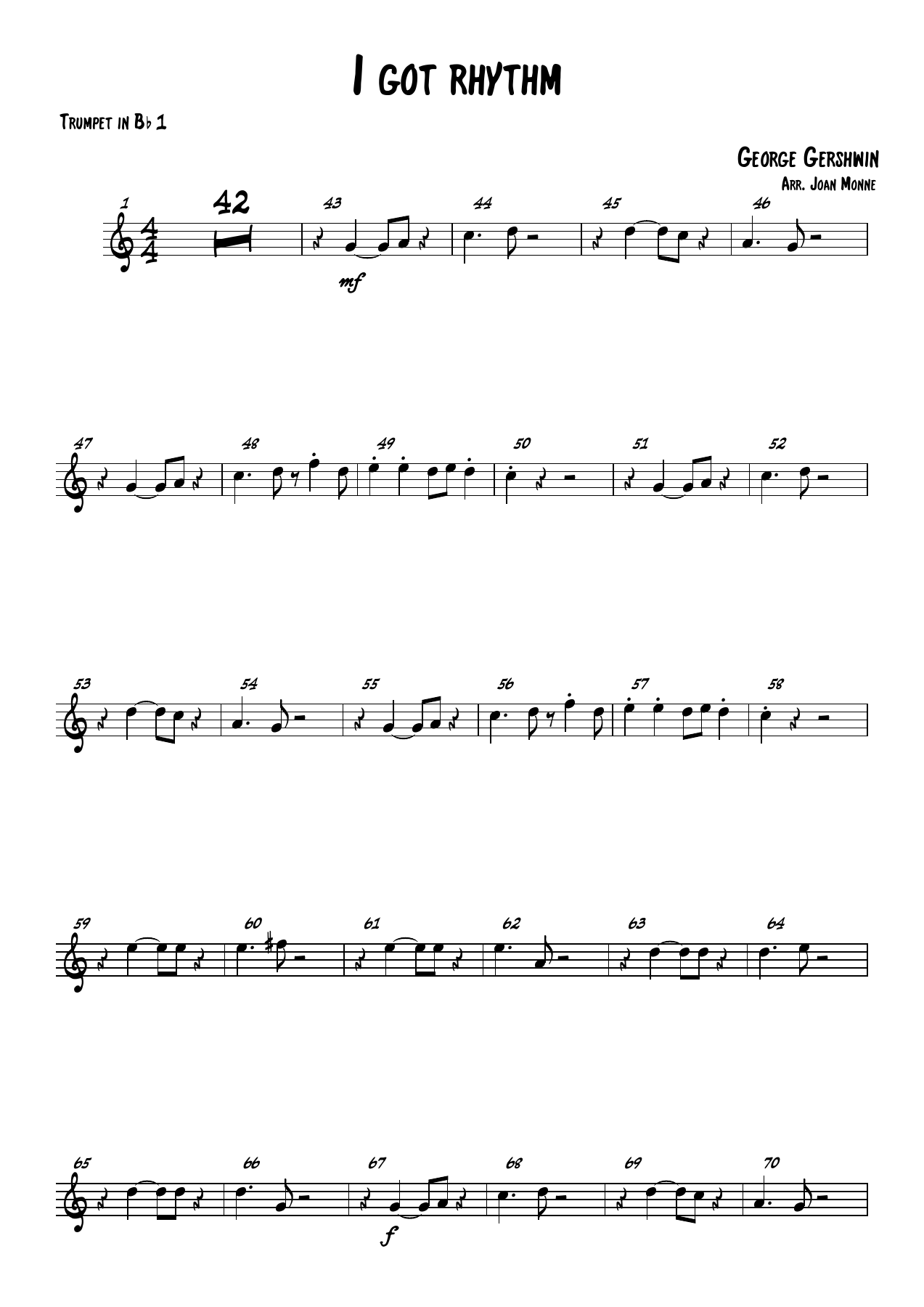 I got rhythm - Trumpet in Bb — big_band_vocal sheet music arranged by Joan Monne | Jazz Standard