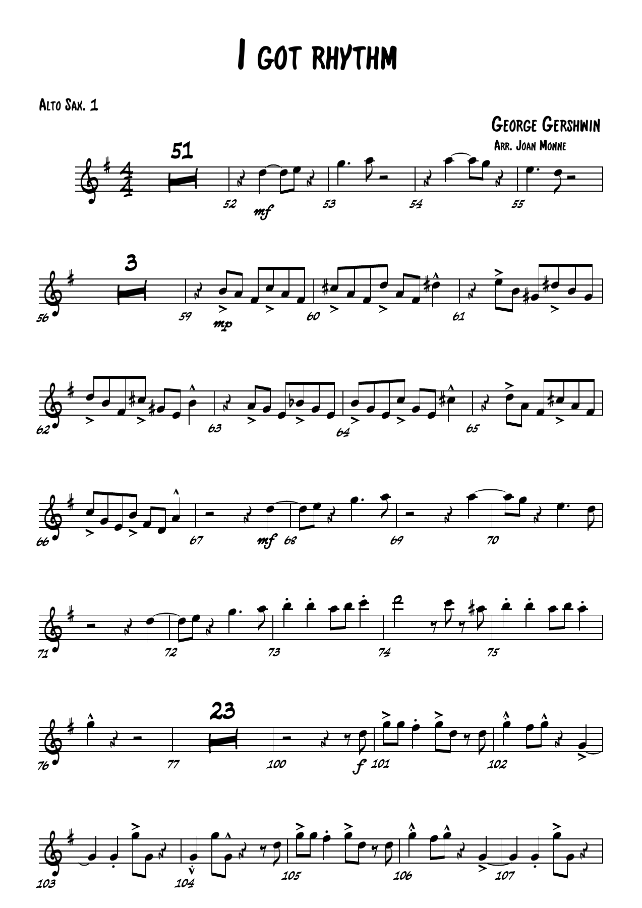 I got rhythm - Alto Sax. — sheet music cover (first page)
