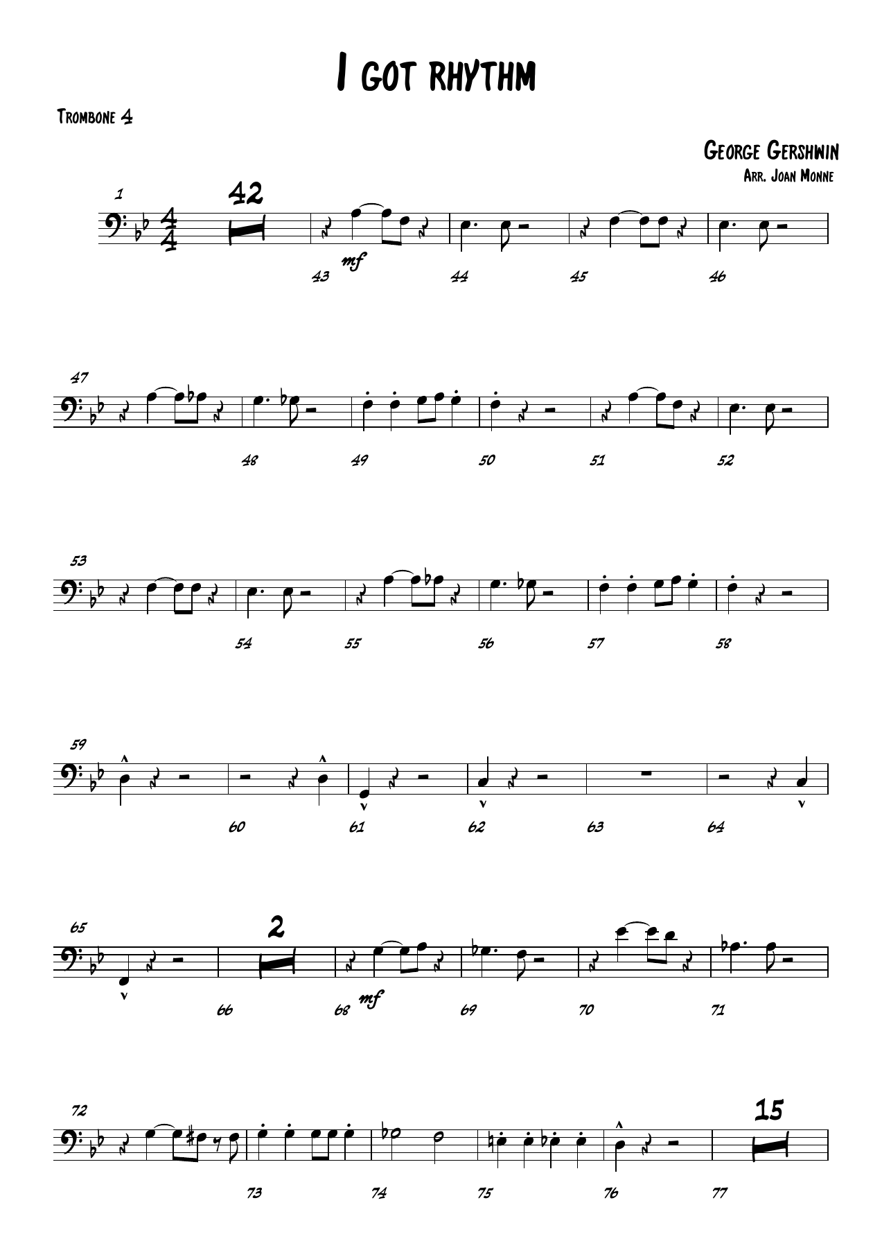 I got rhythm - Trombone — sheet music cover (first page)