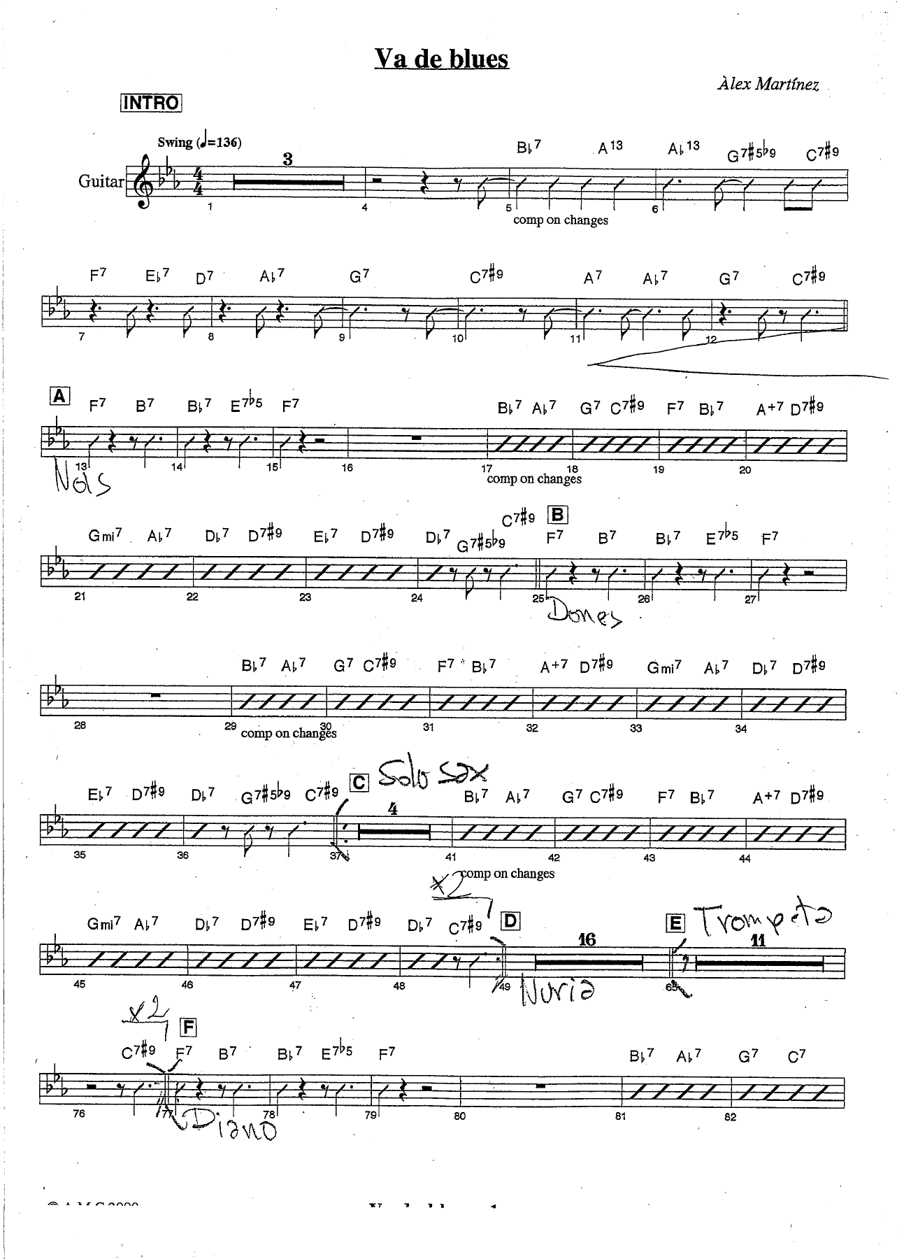 Va de blues Guitar — sheet music cover (first page)