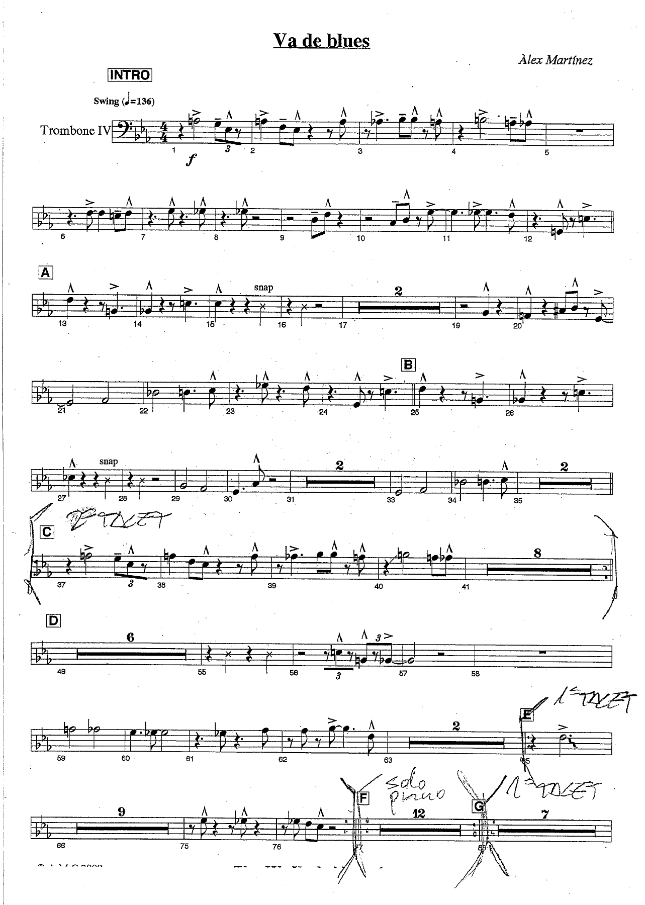 Va de blues Bone — sheet music cover (first page)