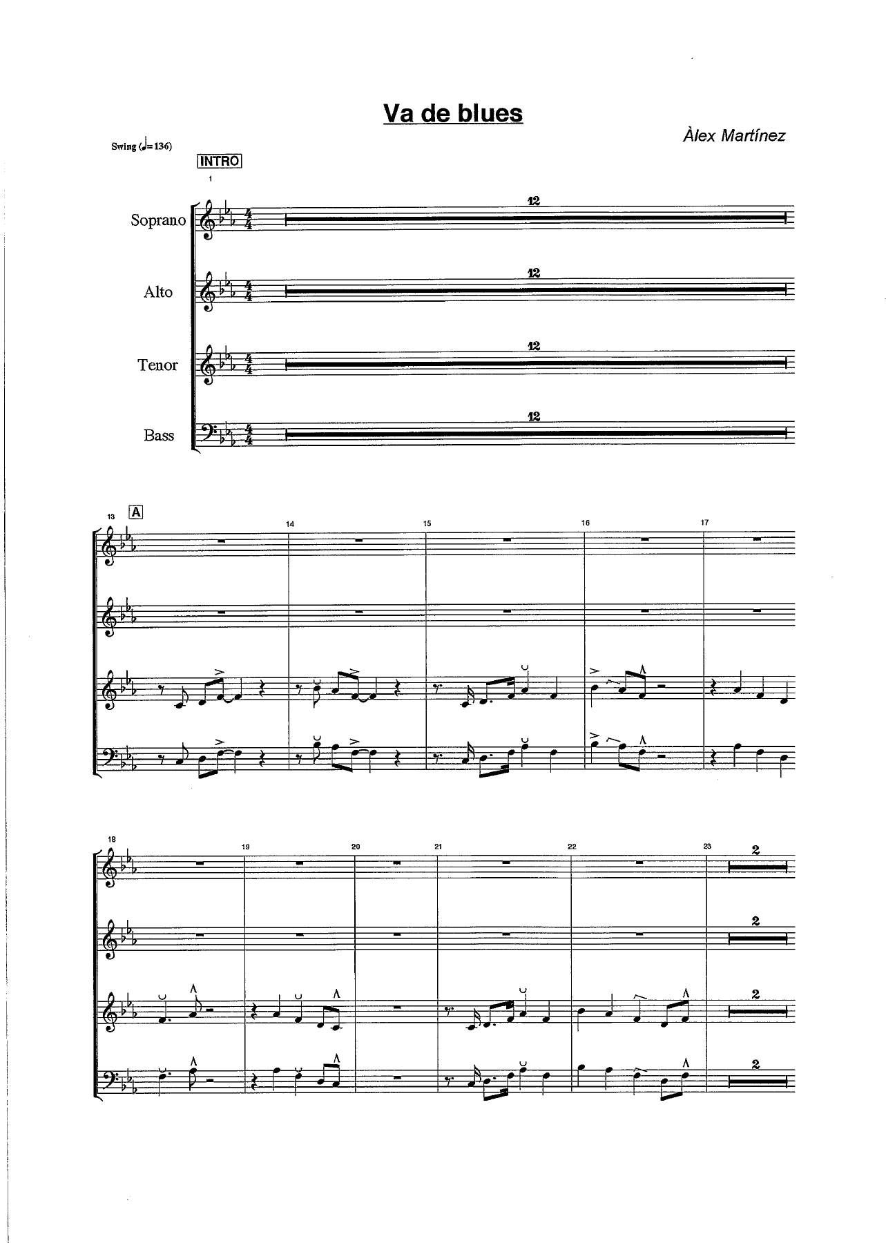 Va de blues — sheet music preview
