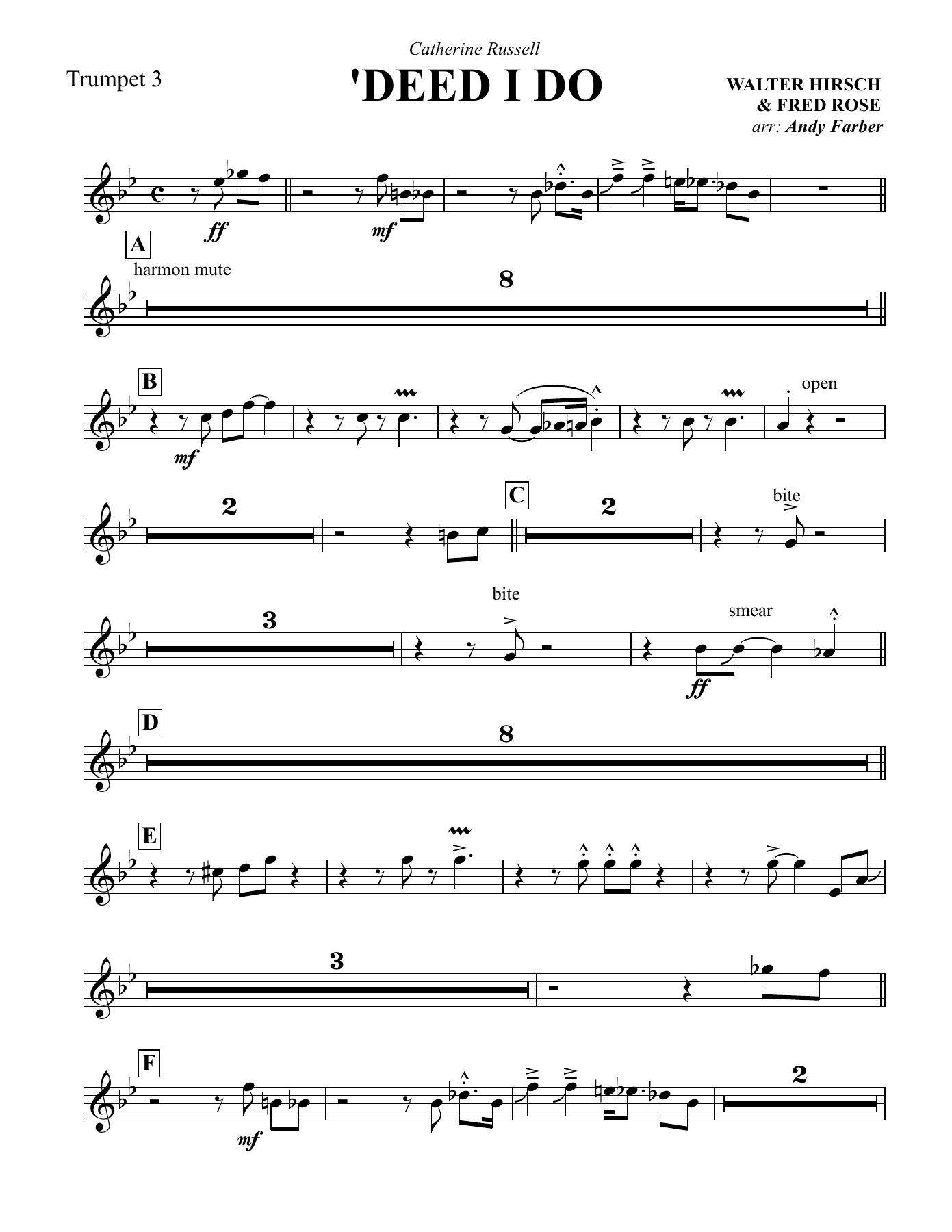 Trumpet-3 — big_band_vocal sheet music arranged by Andy Farber | Jazz Standard