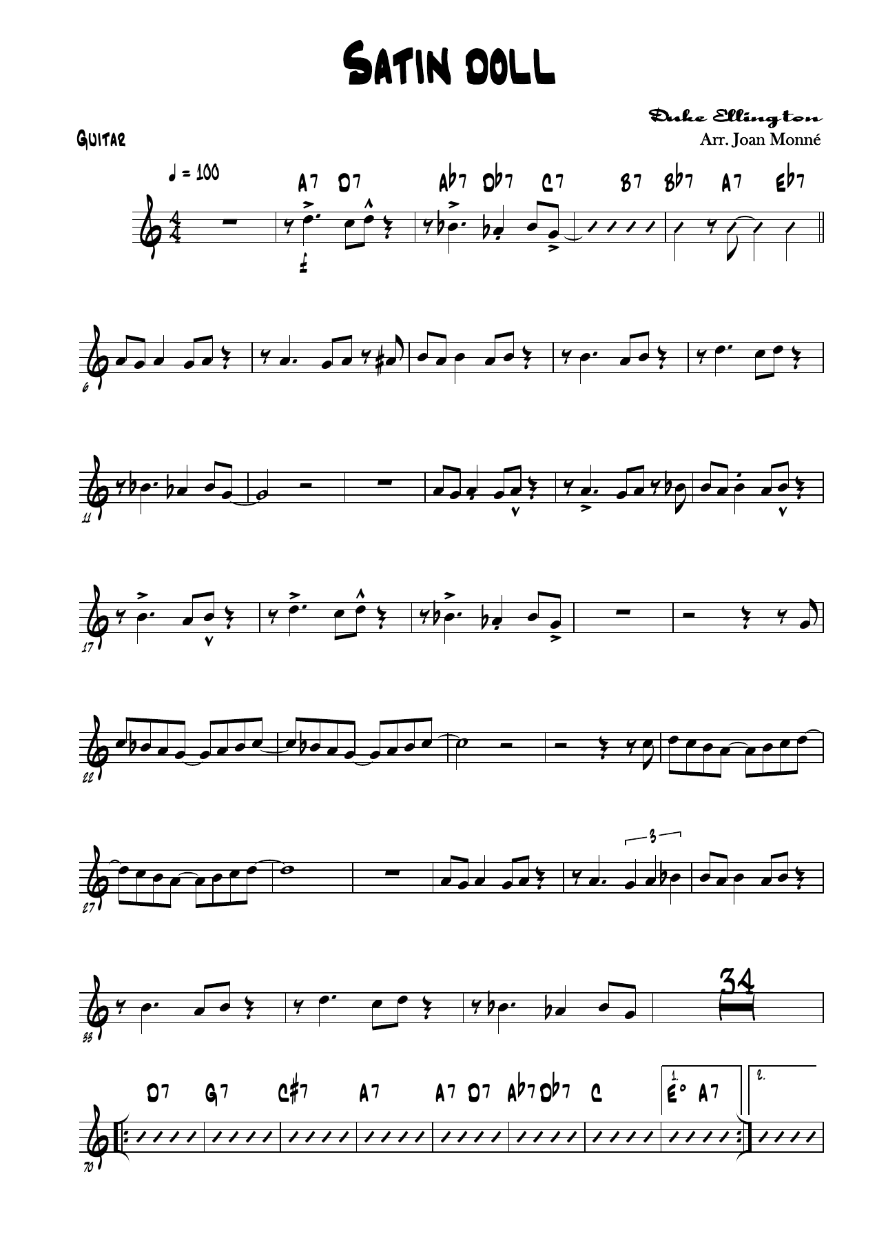 Satin doll — sheet music cover (first page)