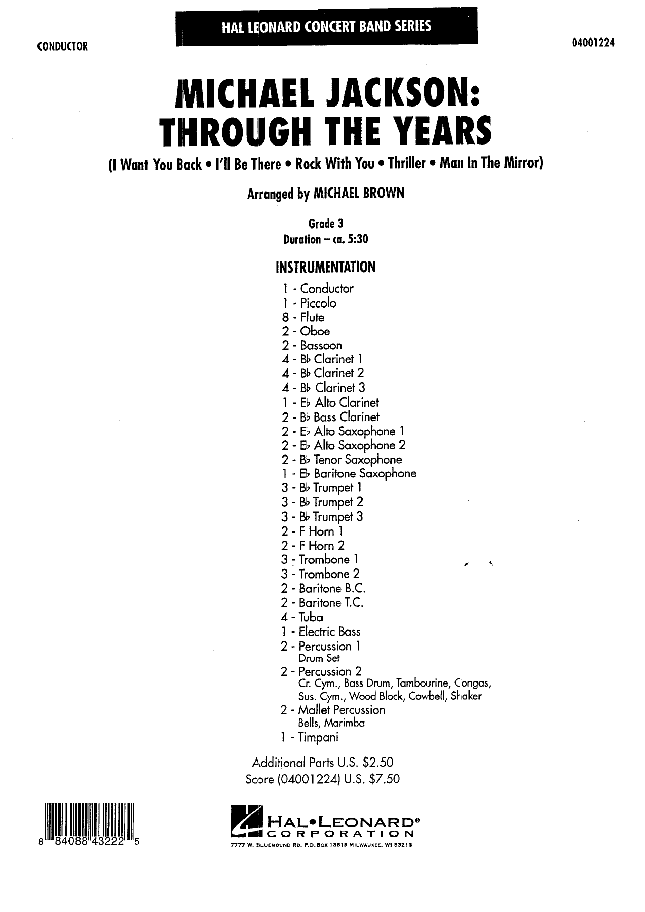 M.Jackson .Through The Years — sheet music cover (first page)