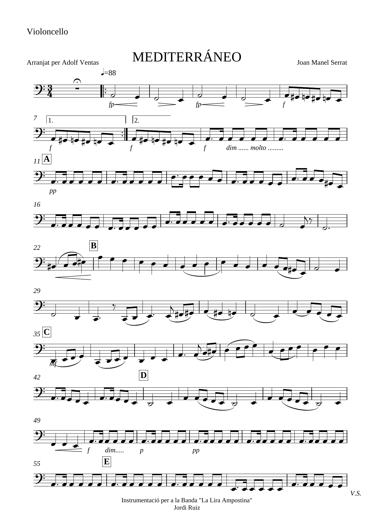 Violoncello — sheet music cover (first page)