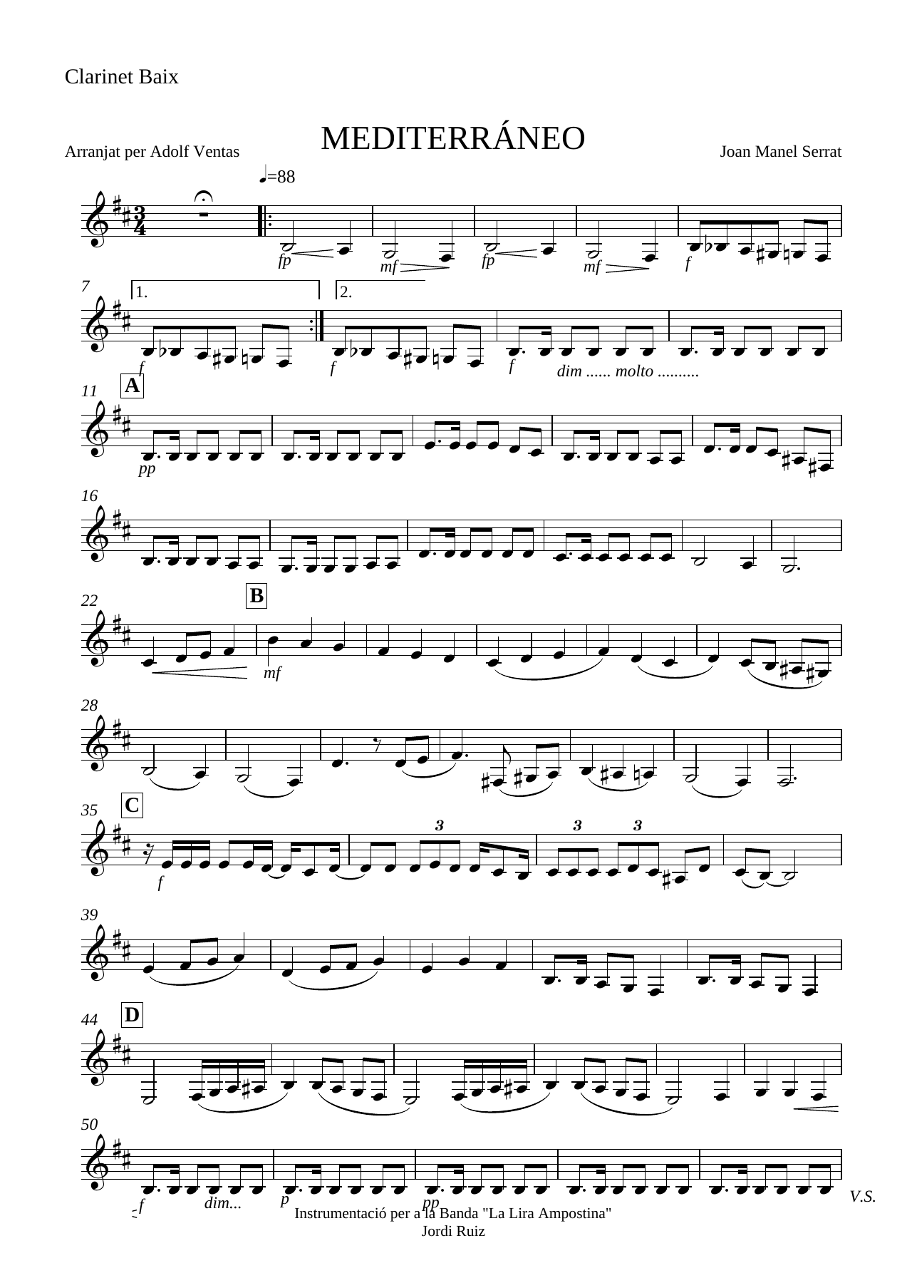 Clarinet Baix — sheet music preview