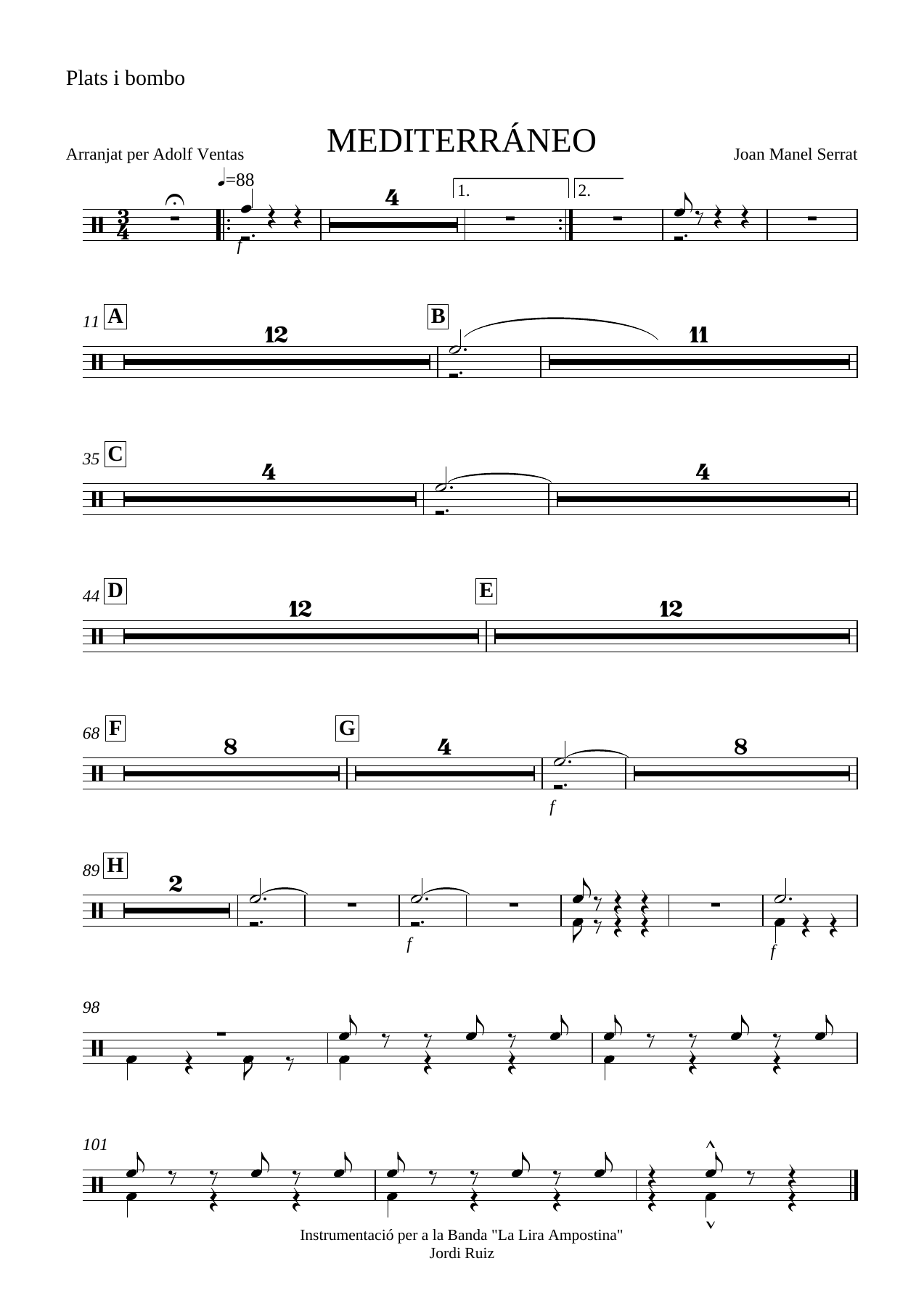Plats i bombo — sheet music cover (first page)