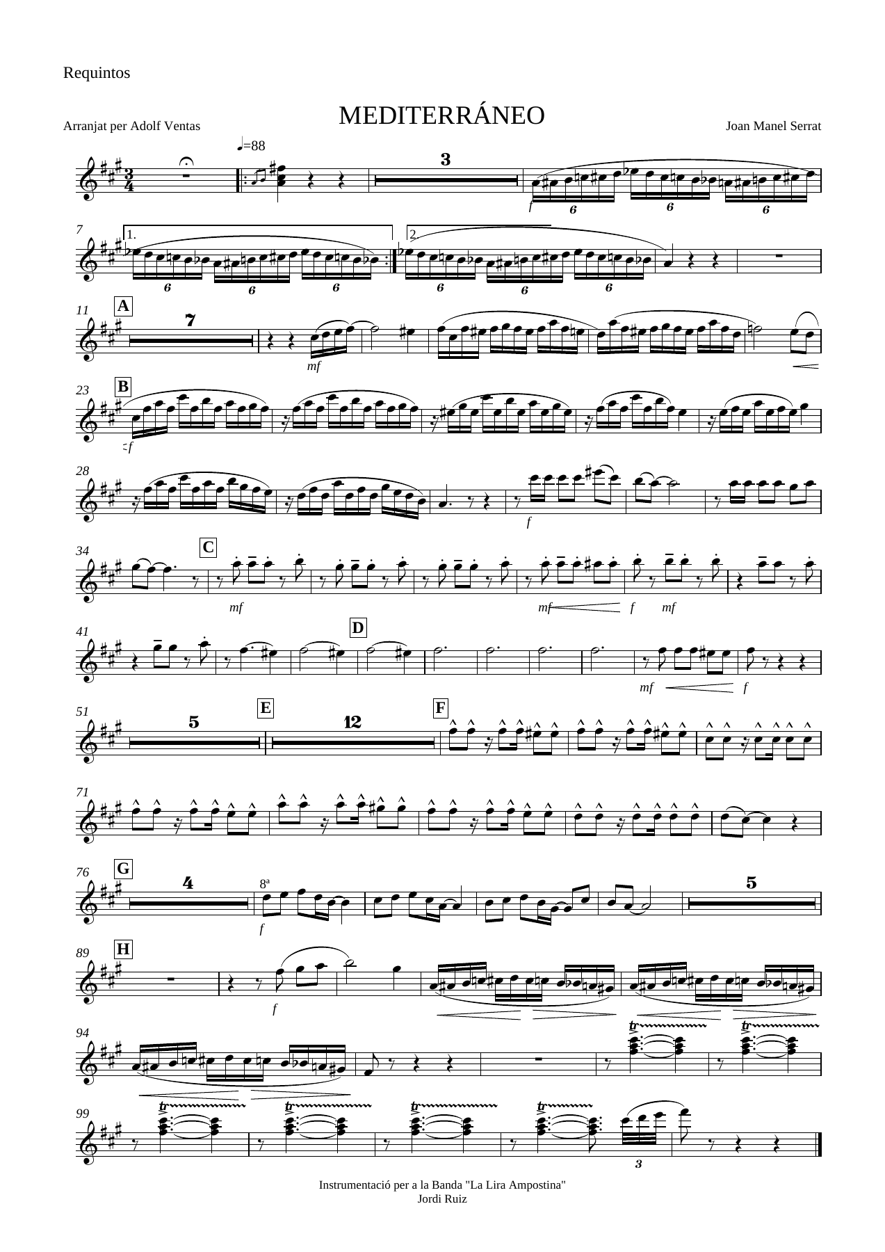 Requintos — sheet music cover (first page)