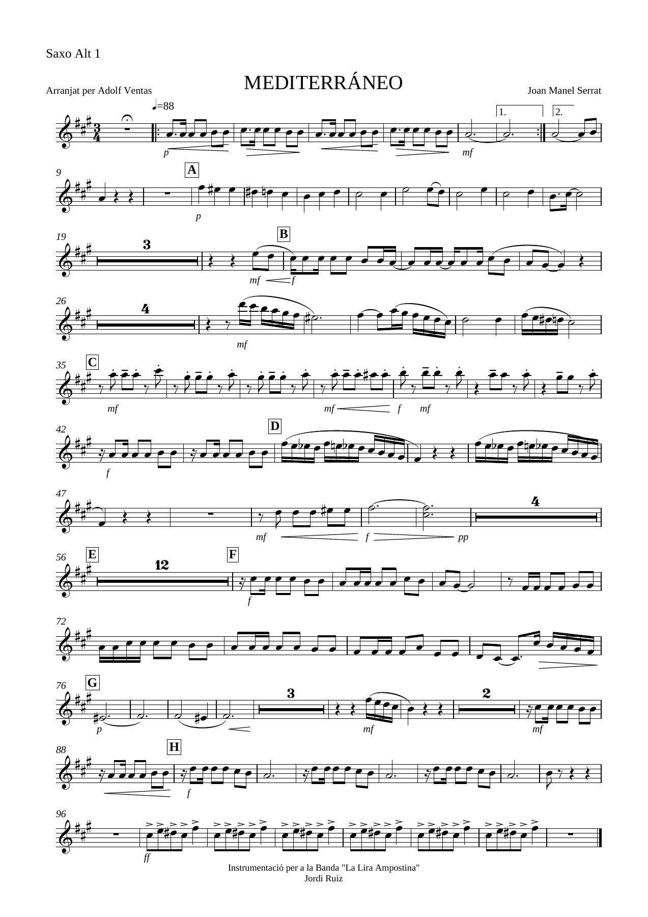 Saxo Alt — sheet music cover (first page)