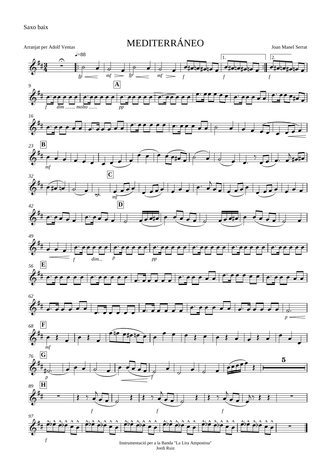 Saxo baix — sheet music cover (first page)