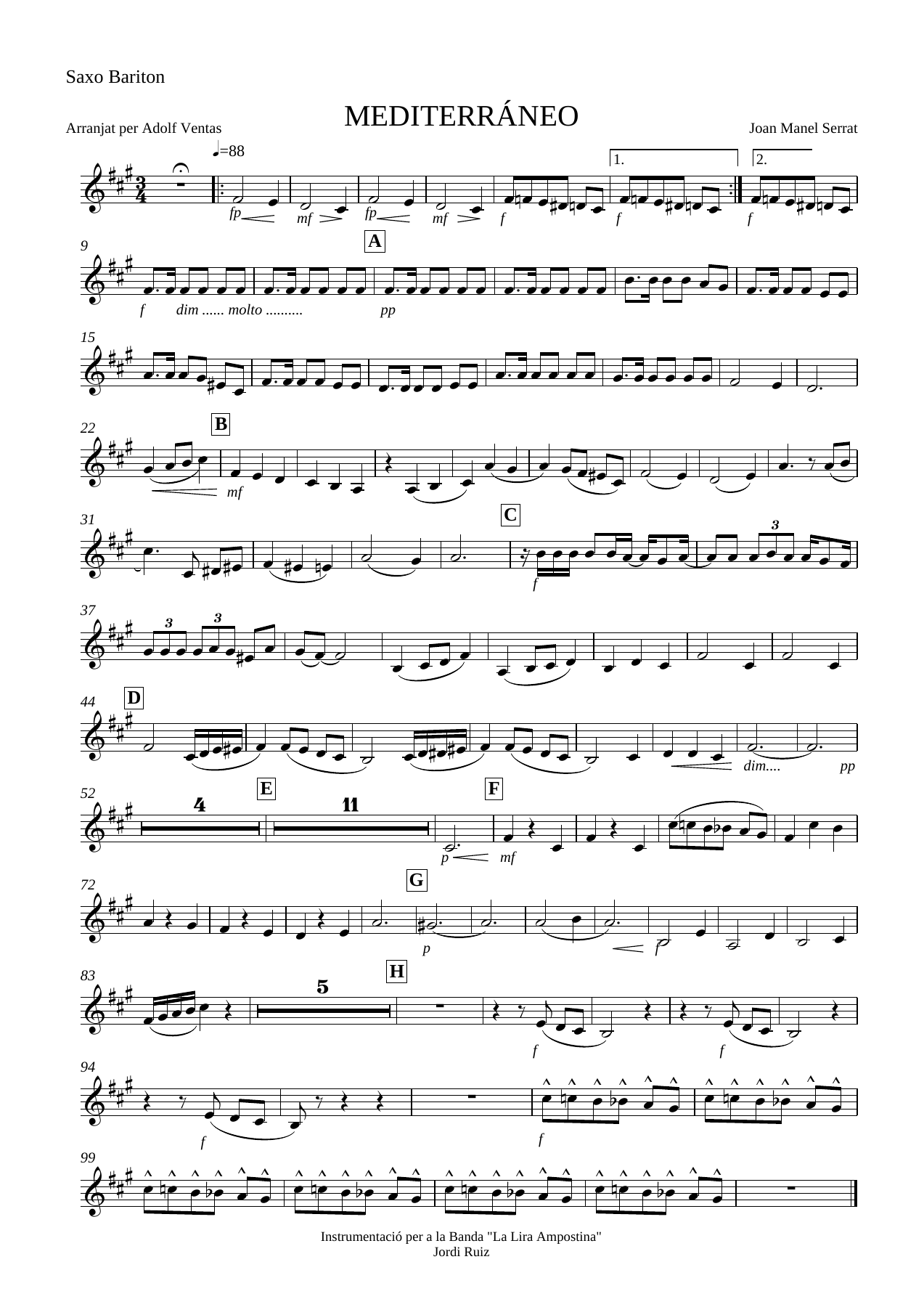 Saxo Bariton — sheet music cover (first page)
