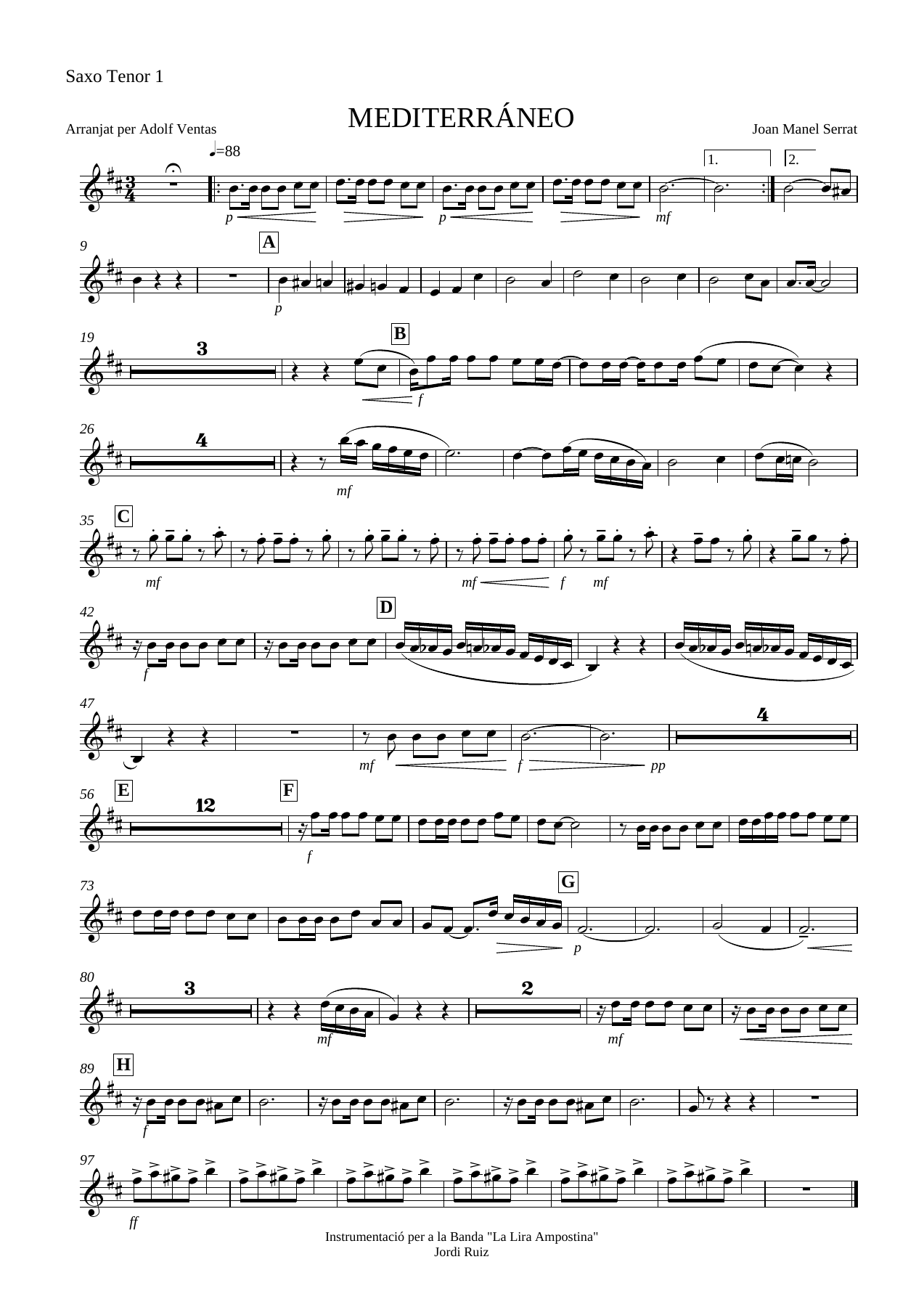 Saxo Tenor — sheet music cover (first page)