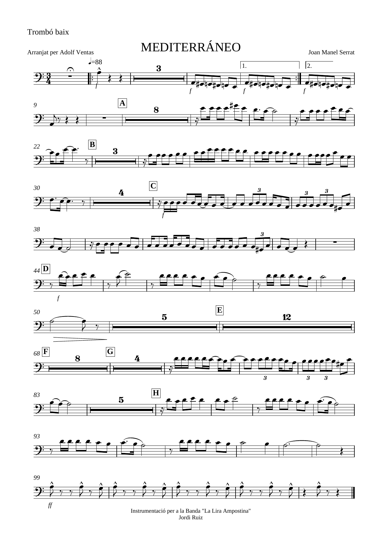 Tromb baix — concert_band sheet music arranged by Adolf Ventas | Jazz Standard