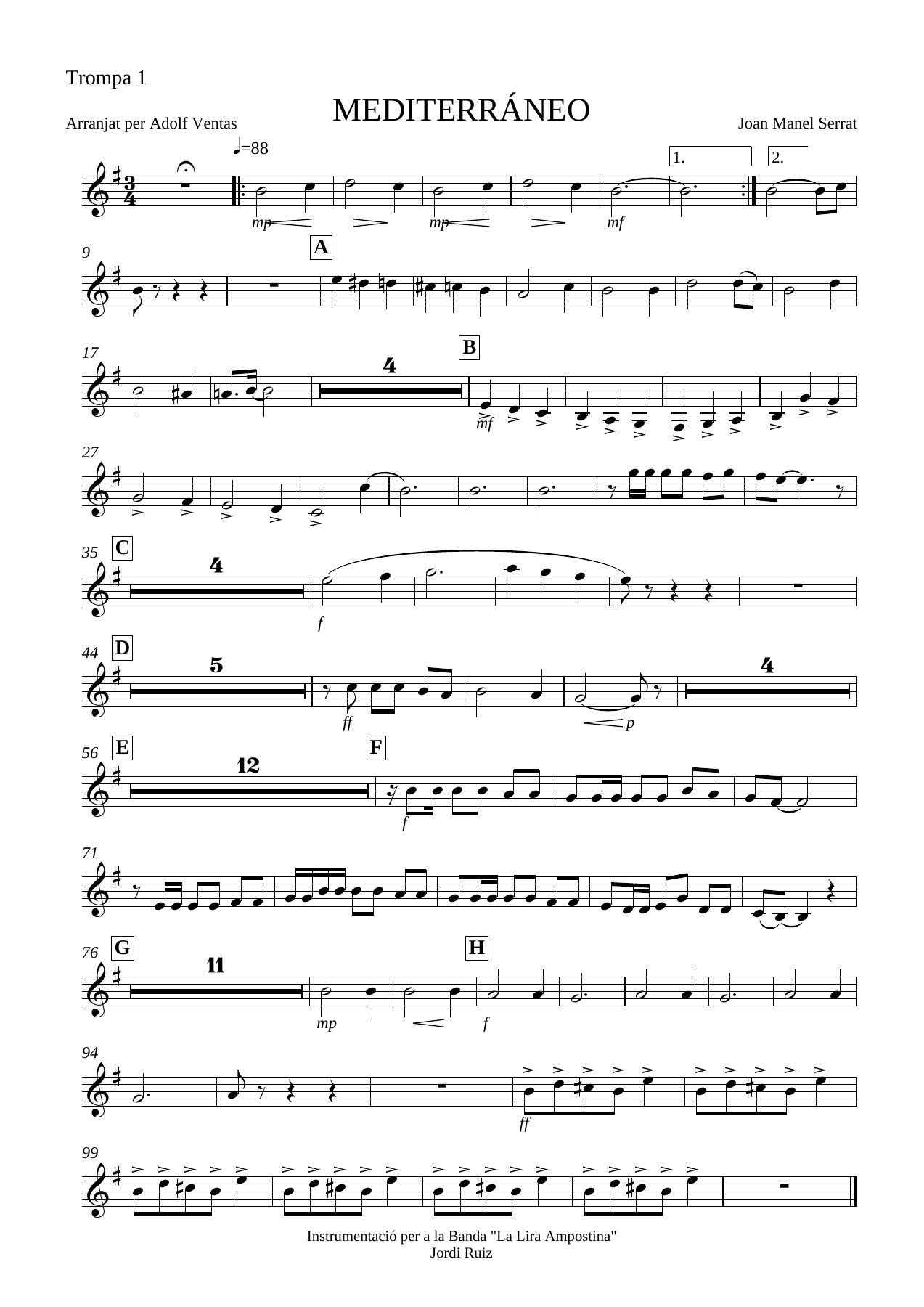 Trompa — sheet music cover (first page)