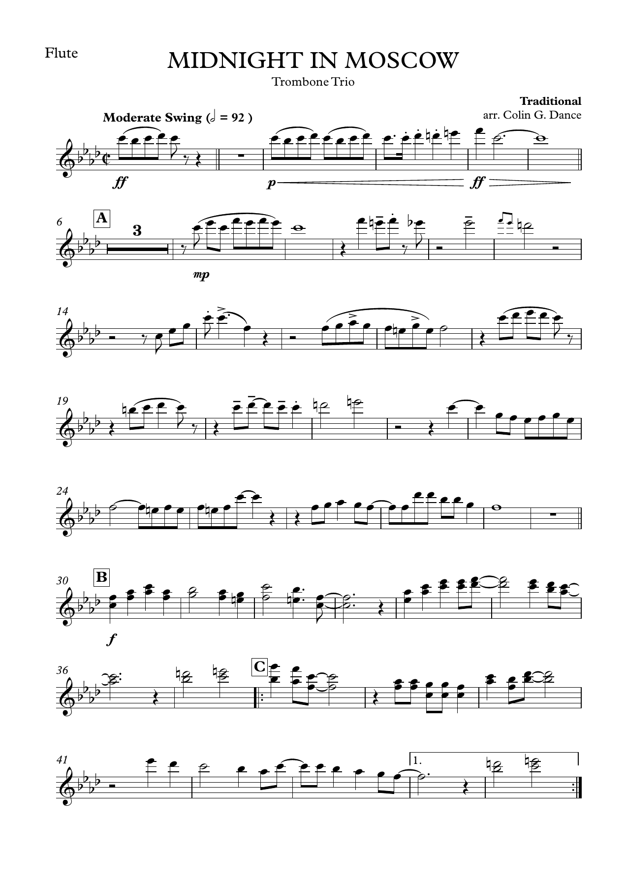 Midnight in Moscow — sheet music preview