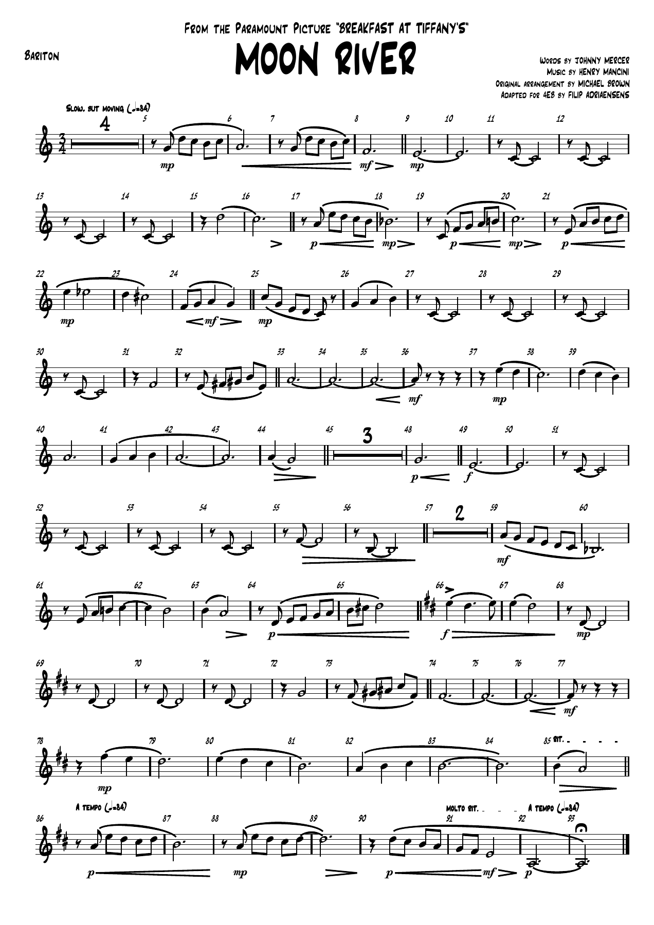 Moon river — sheet music preview