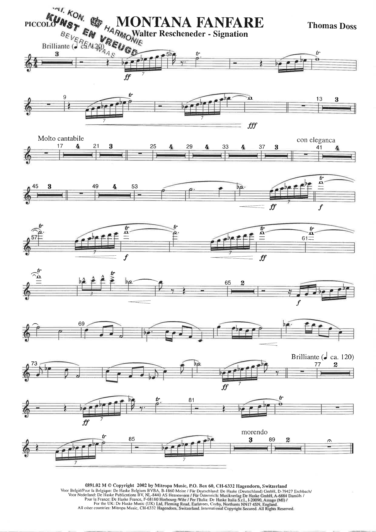 Montana Fanfare — sheet music cover (first page)