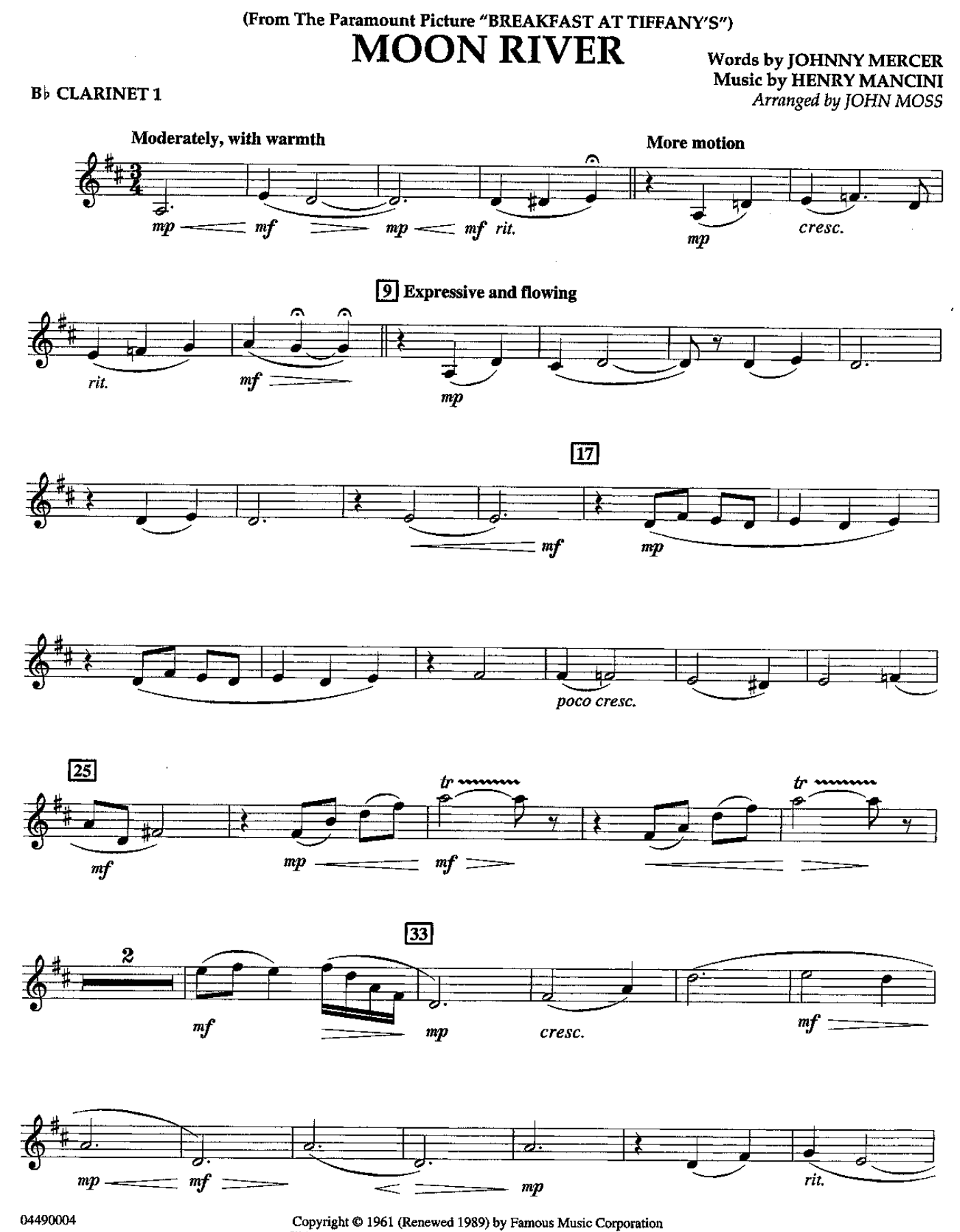 04 Clarinet I — sheet music cover (first page)