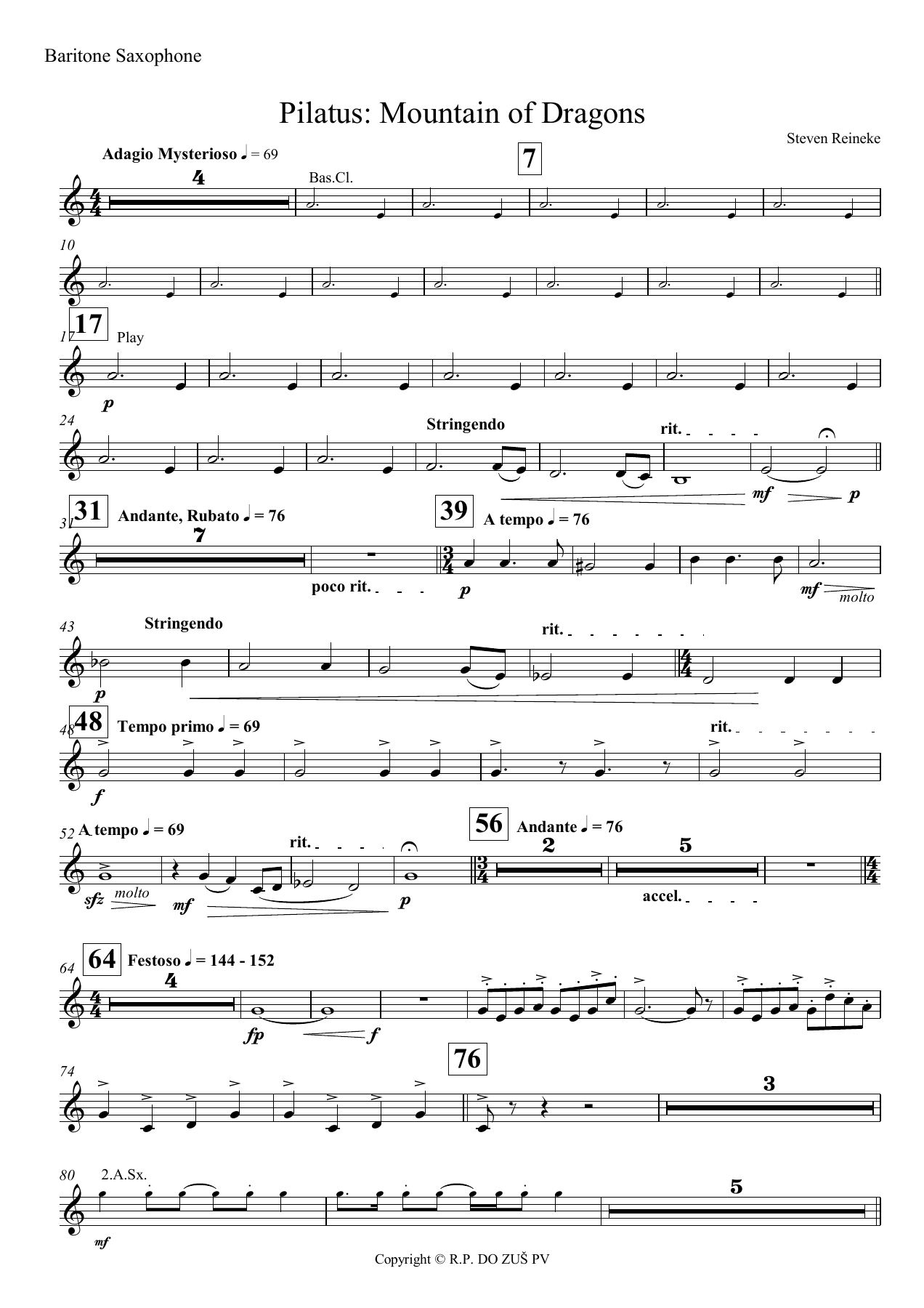 baritone sax — sheet music cover (first page)