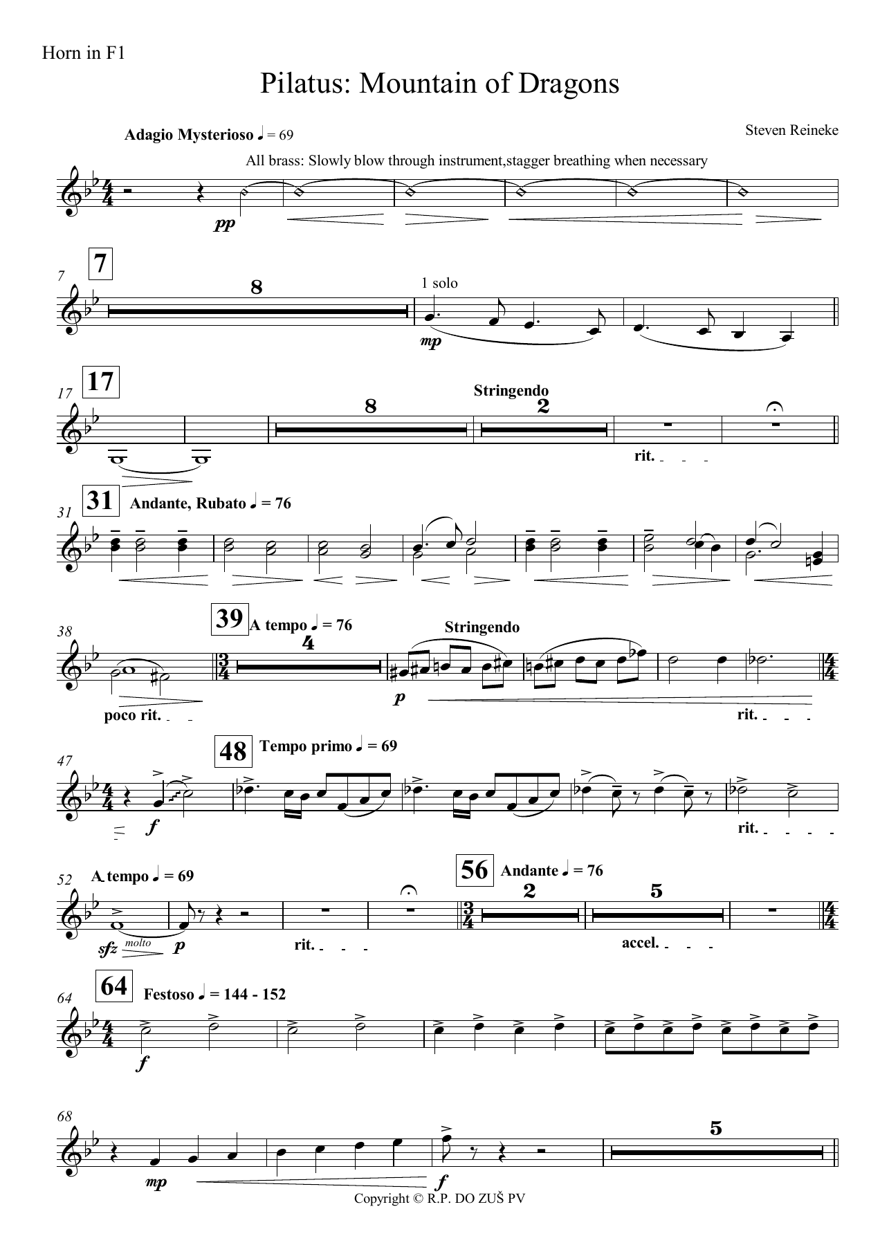 F horn — sheet music cover (first page)