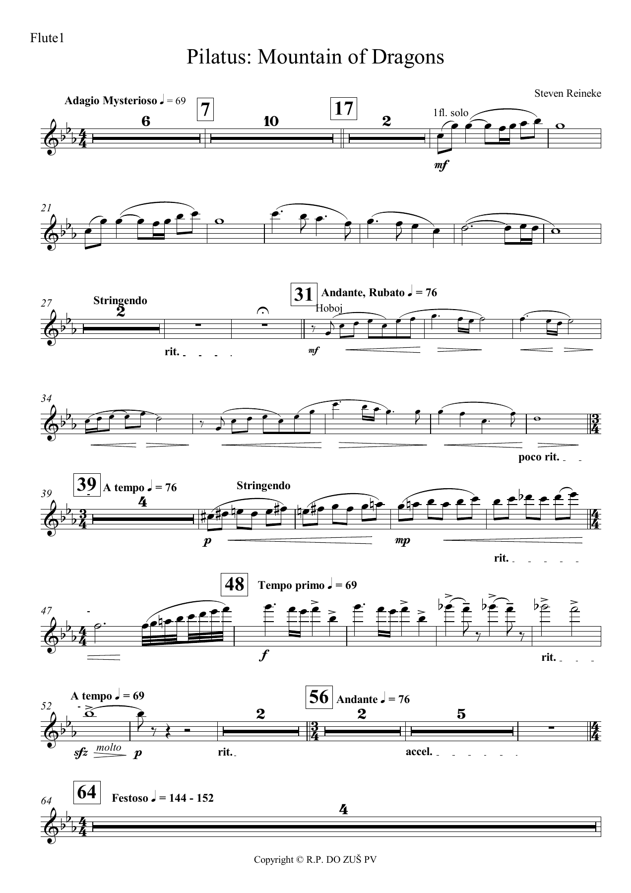 flute — concert_band sheet music arranged by Steven Reineke | Jazz Standard