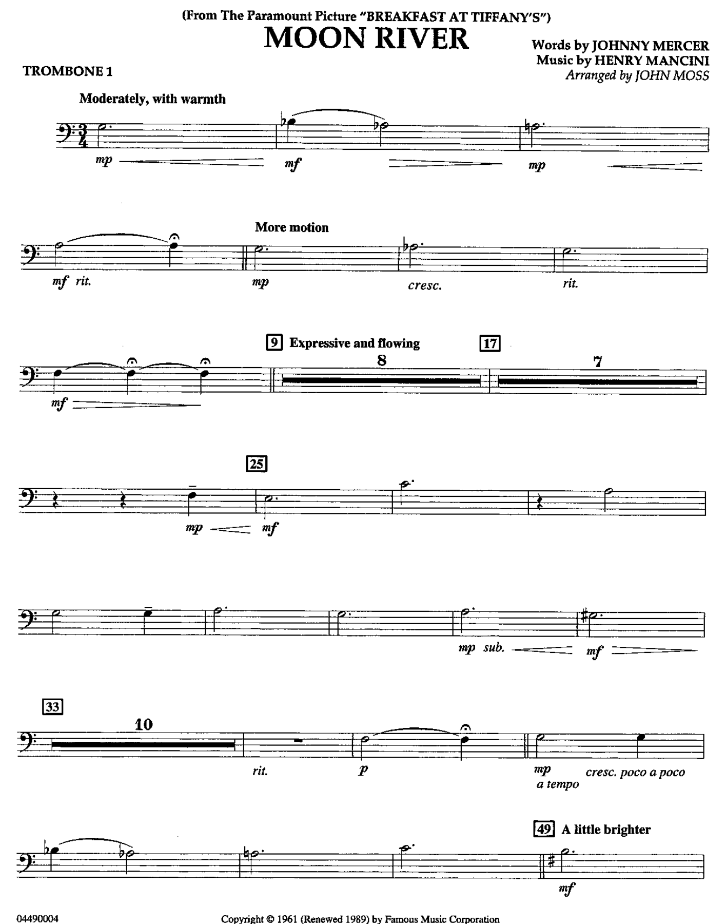 13 Trombone I — sheet music cover (first page)