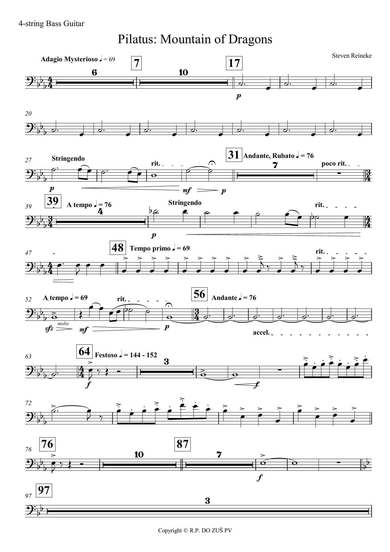 string bass guitar — sheet music cover (first page)