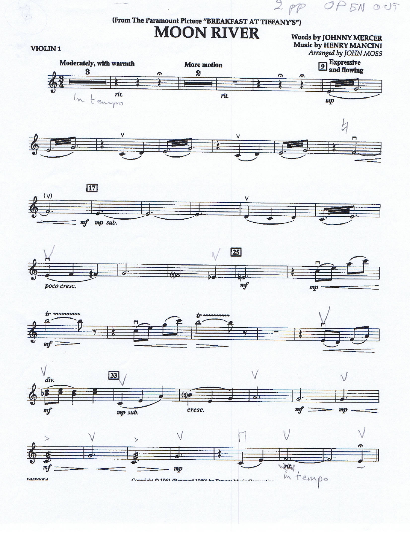 21 Violin I — sheet music cover (first page)
