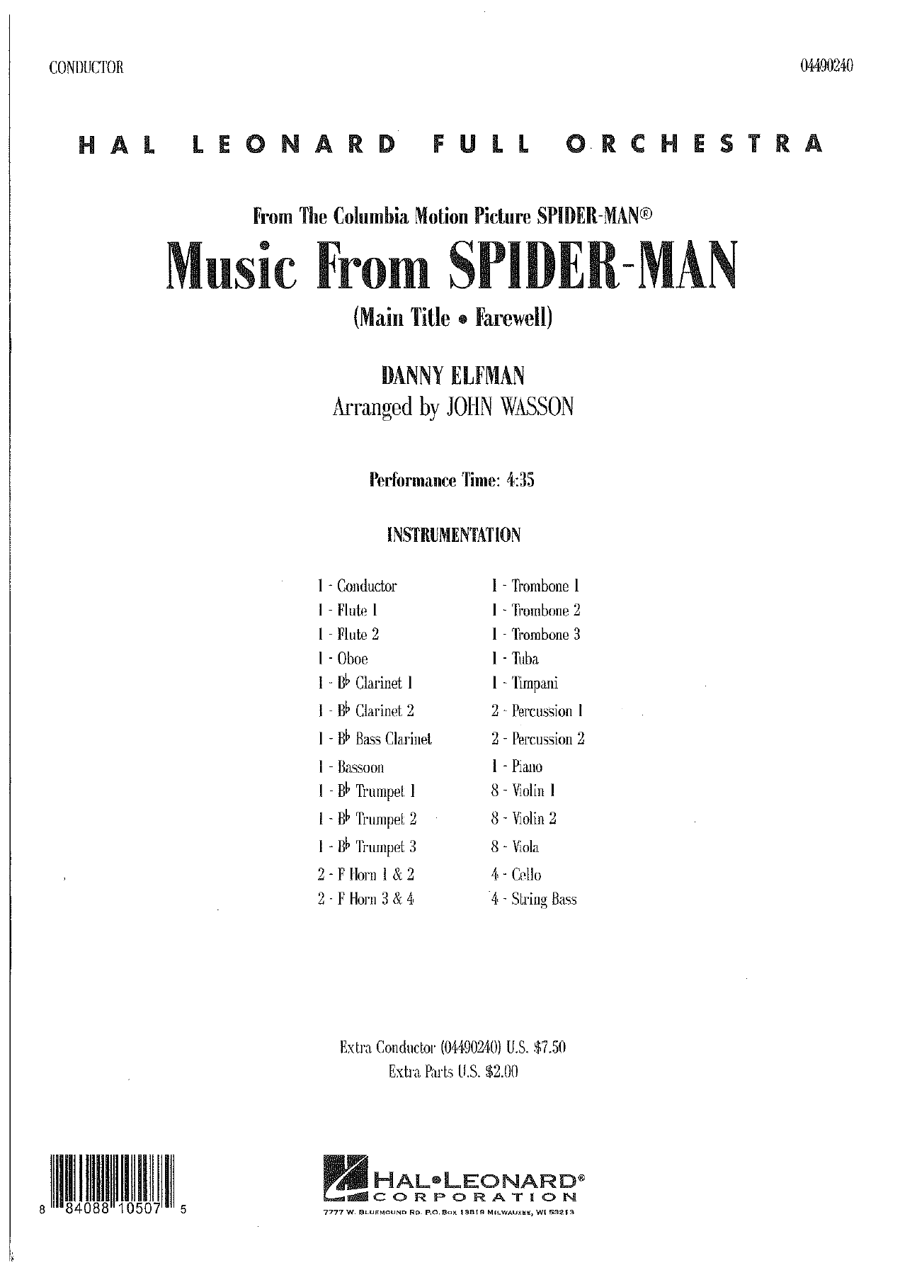 Music From Spider-Man — sheet music cover (first page)
