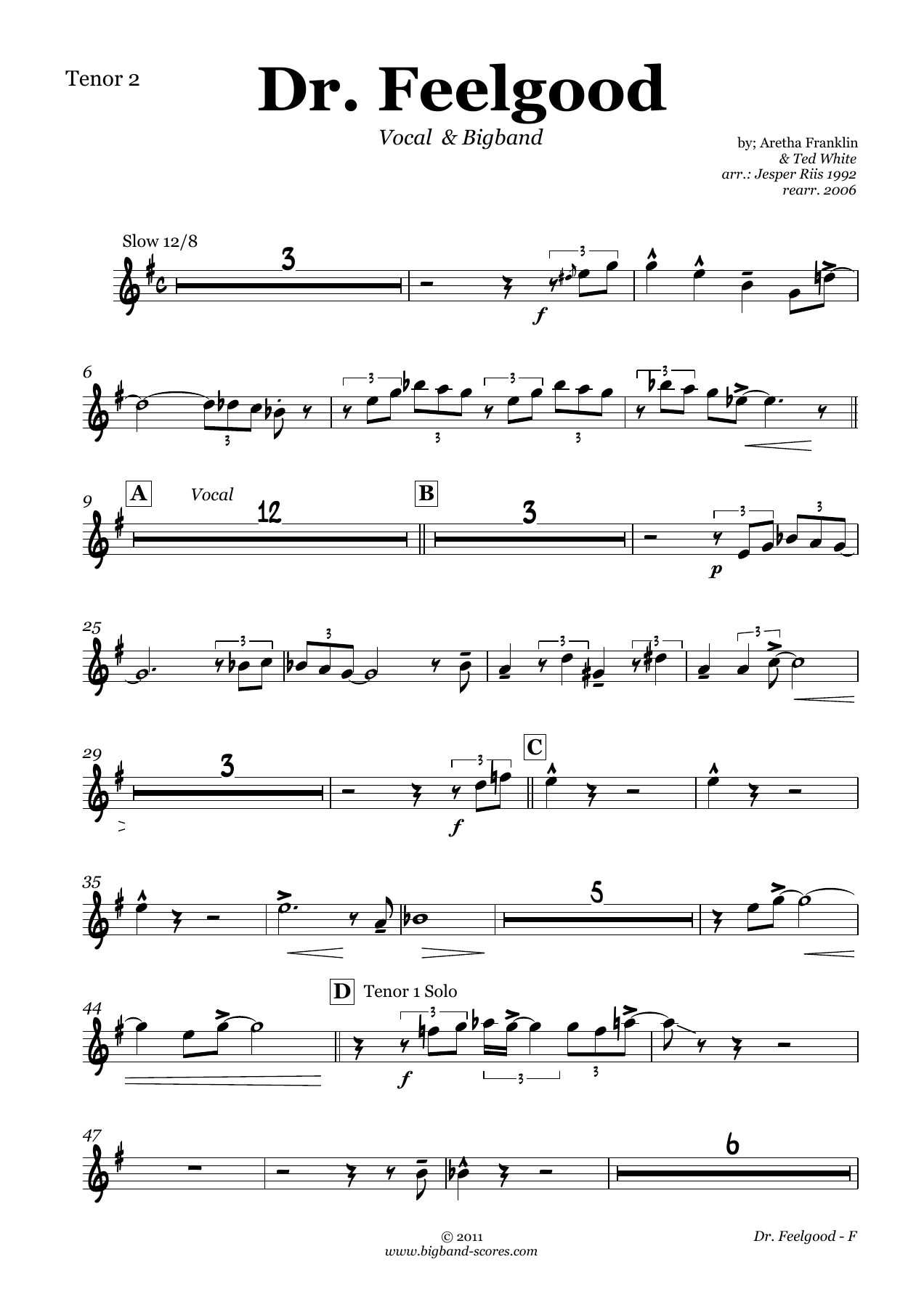 Tenor2 — sheet music cover (first page)